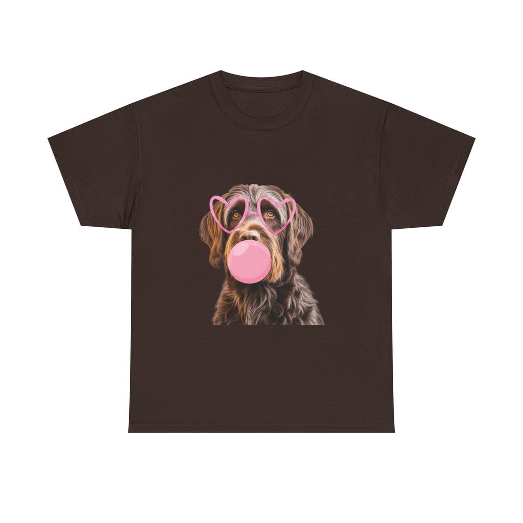 Dog Bubblegum Tee — Cute Puppy with Heart Sunglasses Graphic T-Shirt