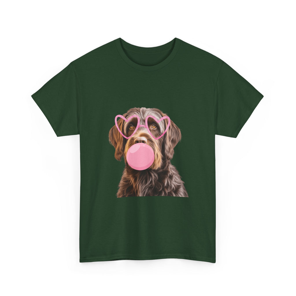 Dog Bubblegum Tee — Cute Puppy with Heart Sunglasses Graphic T-Shirt