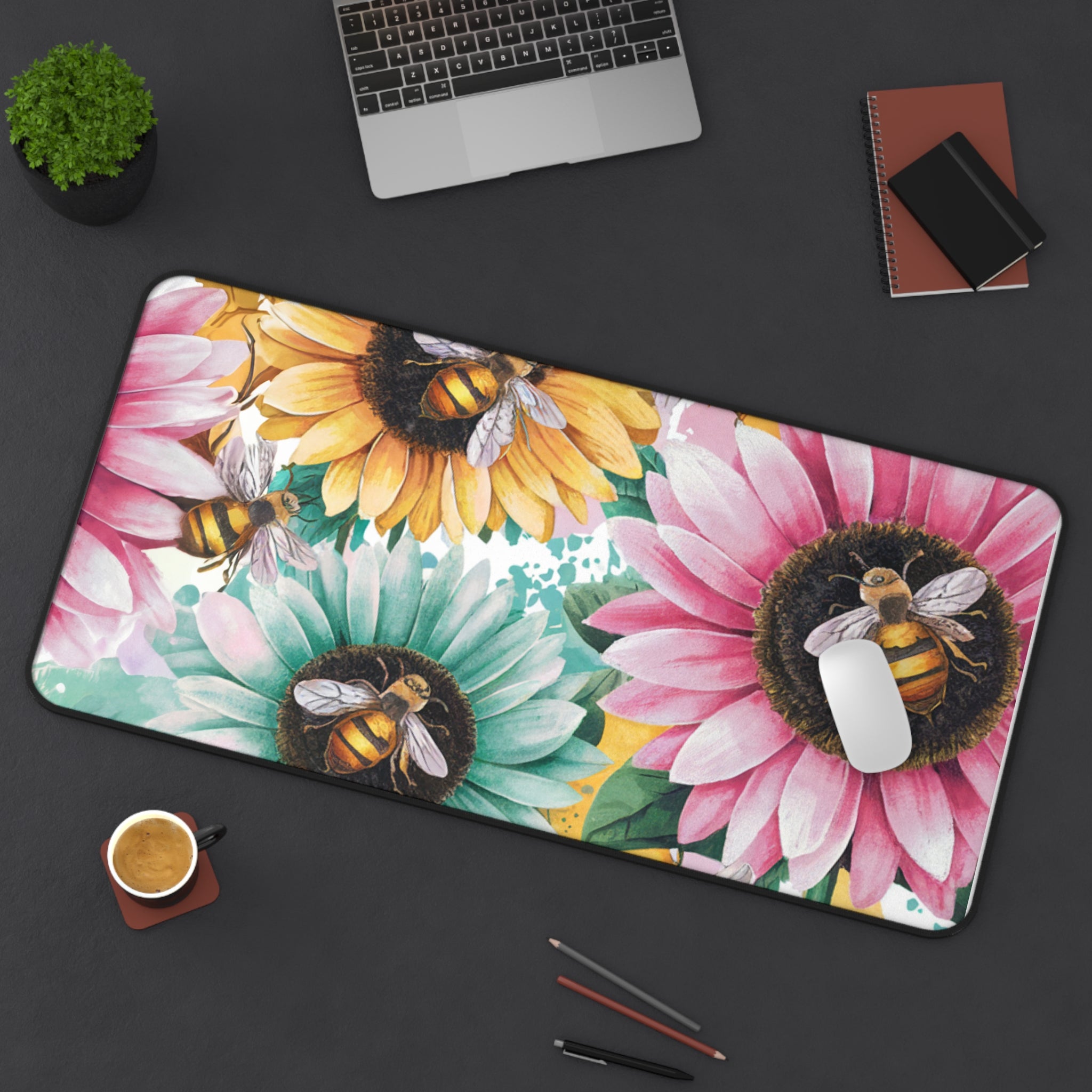 Floral Bees Desk Mat