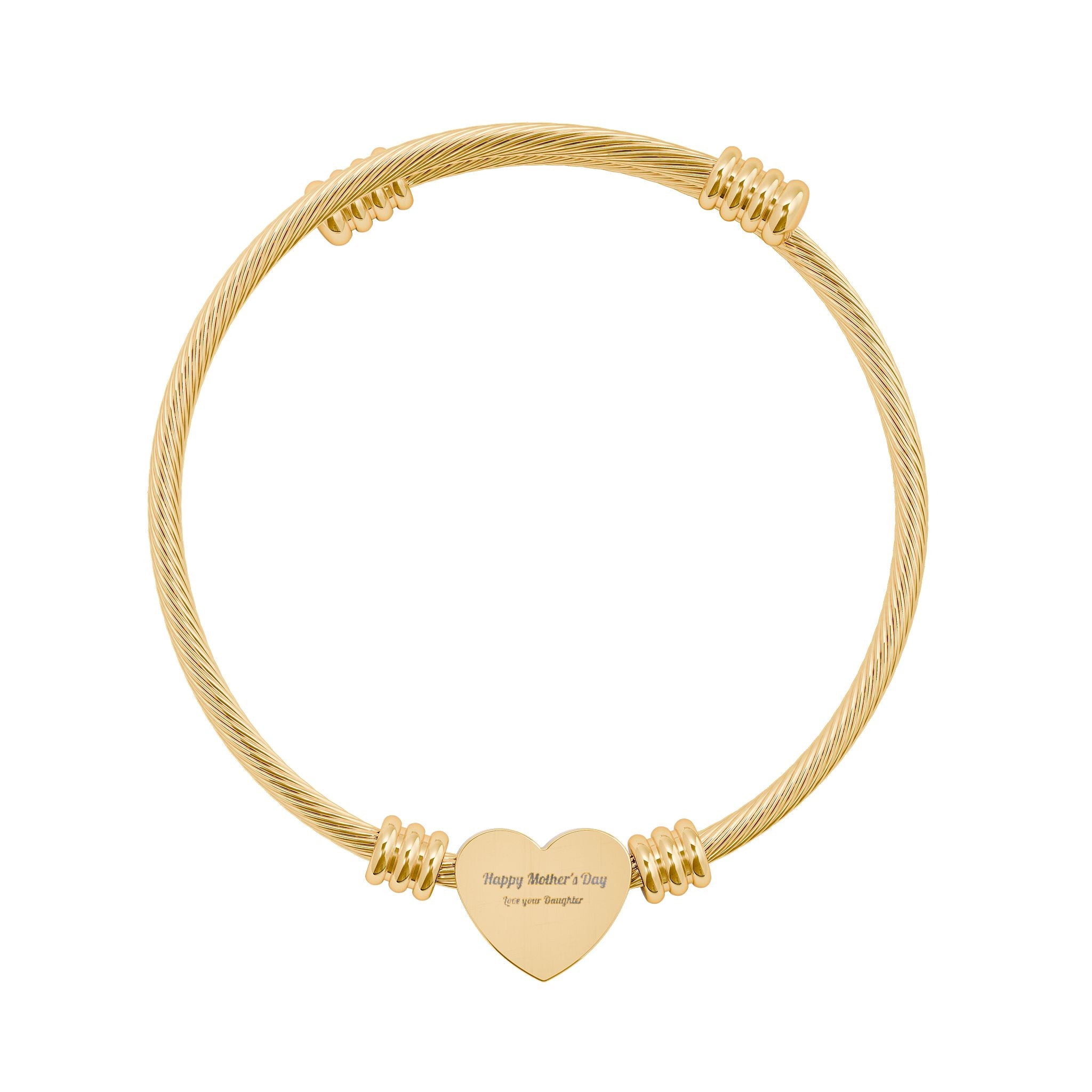 Engravable Heart Cuff Bracelet (Gold or Silver) - Customizable