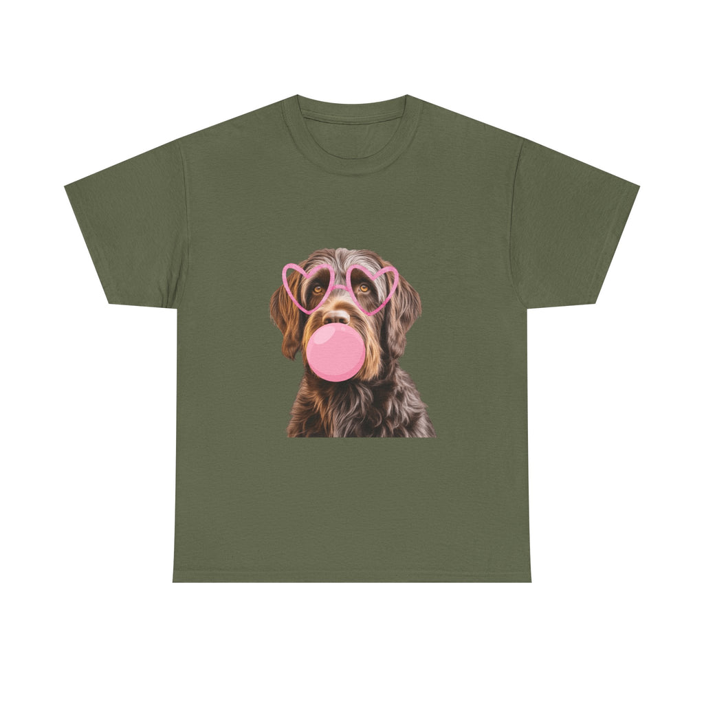 Dog Bubblegum Tee — Cute Puppy with Heart Sunglasses Graphic T-Shirt