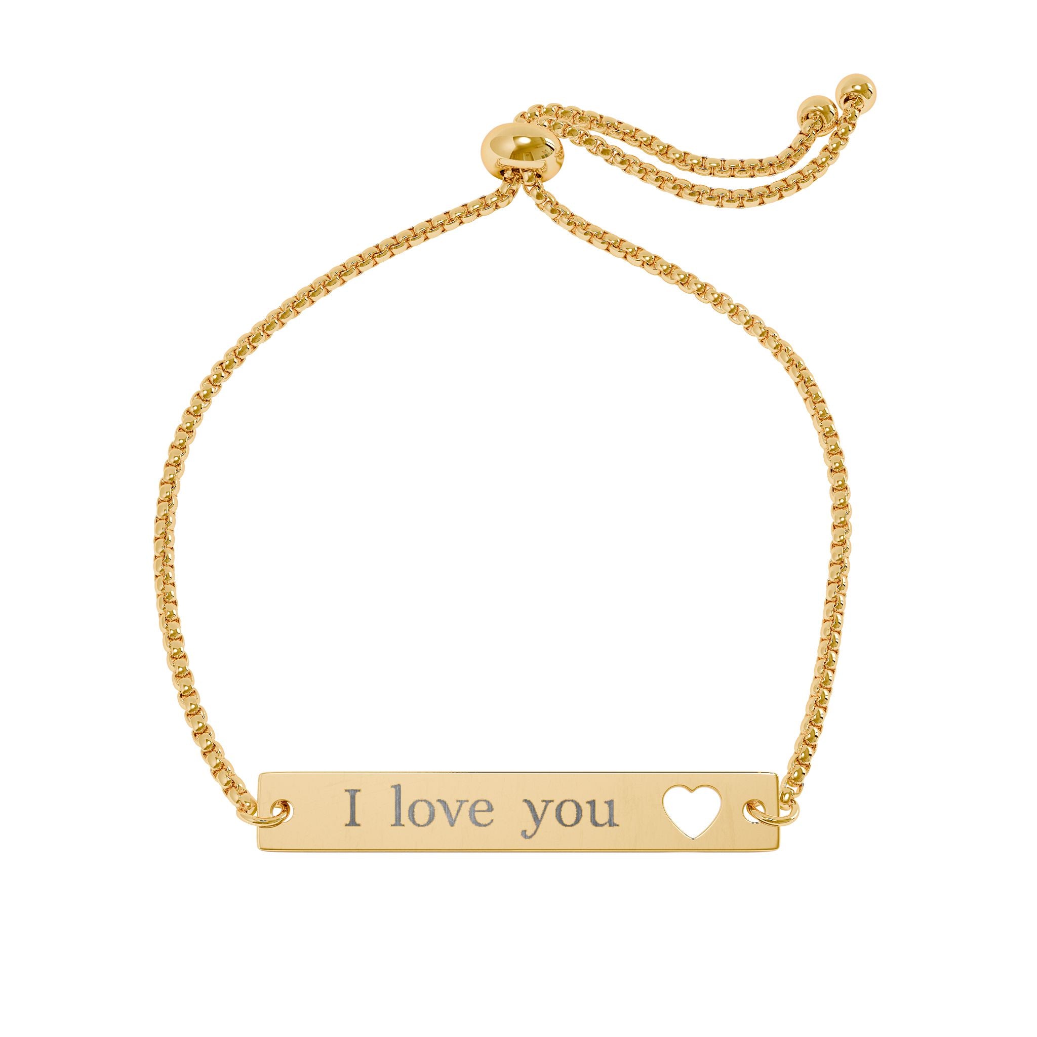 Engravable Heart Bar Bracelet – Adjustable "I love you" Personalized Jewelry