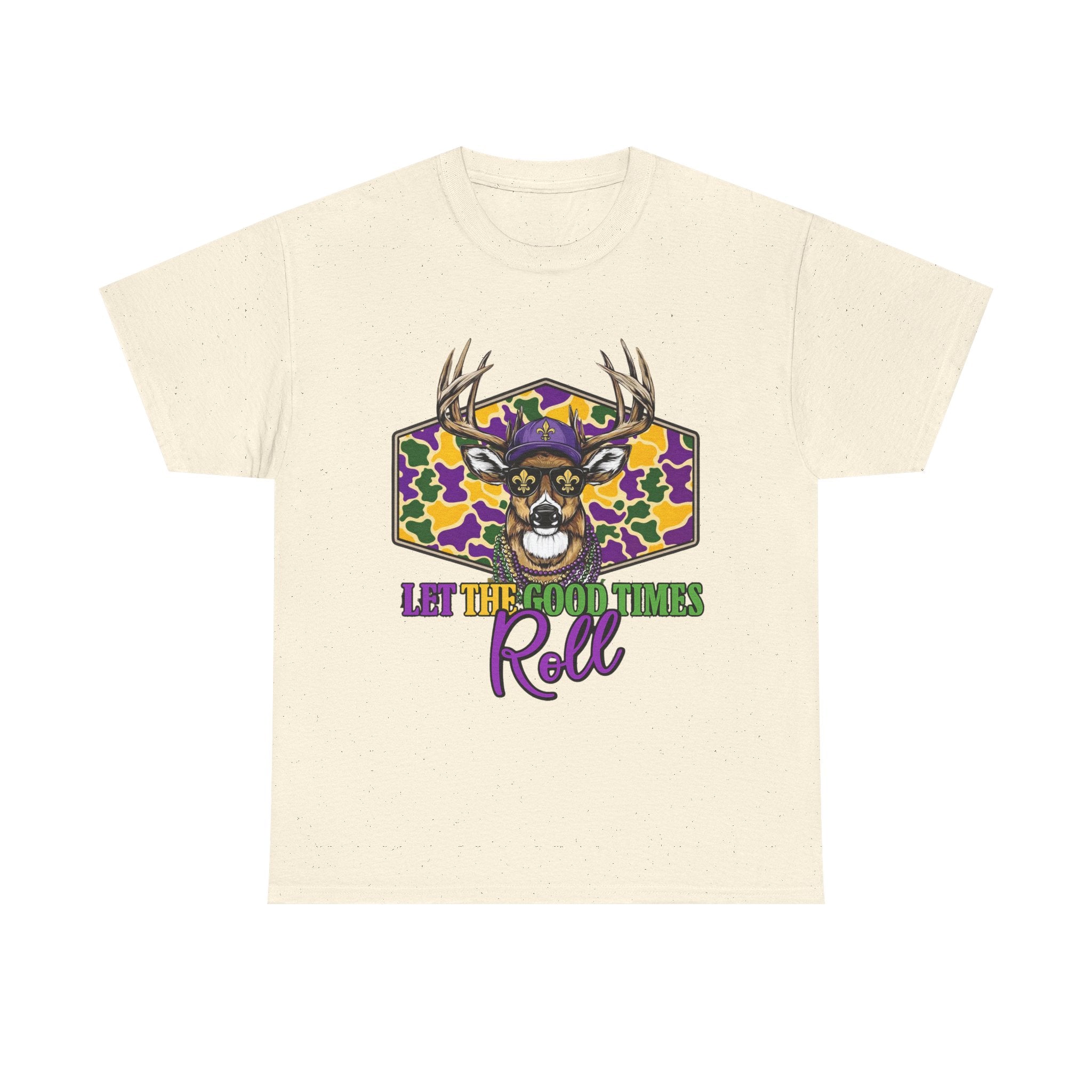 Mardi Gras Deer Tee — "Let the Good Times Roll" Cajun Party T-Shirt