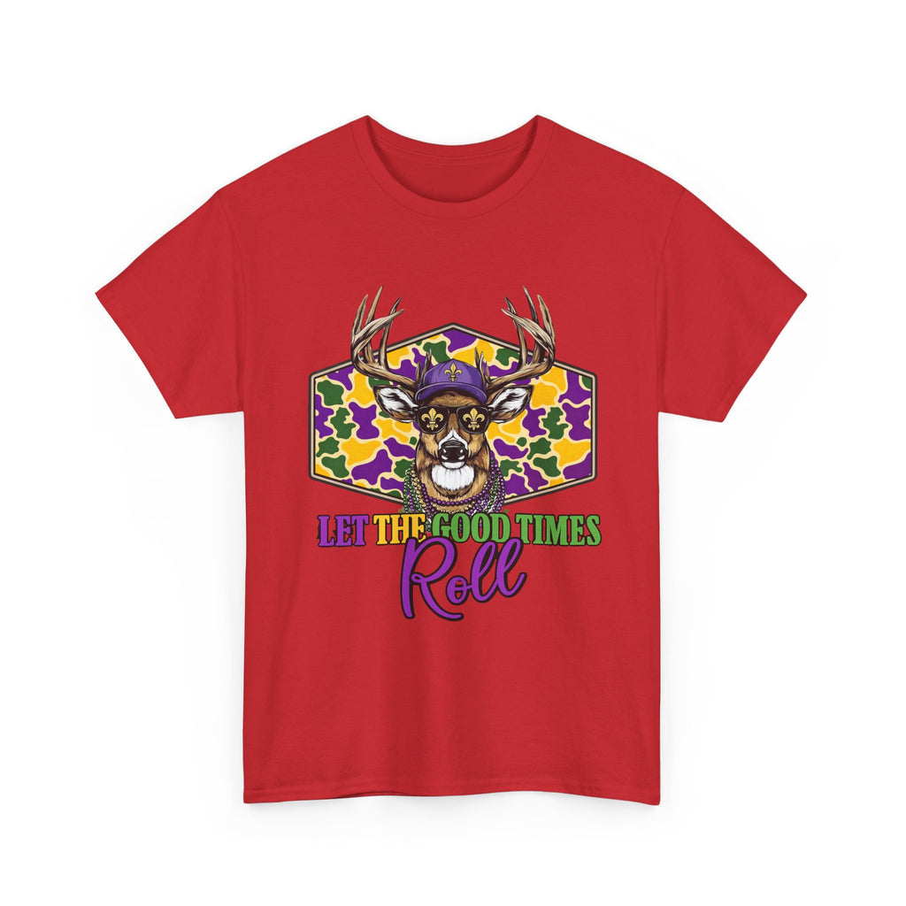 Mardi Gras Deer Tee — "Let the Good Times Roll" Cajun Party T-Shirt