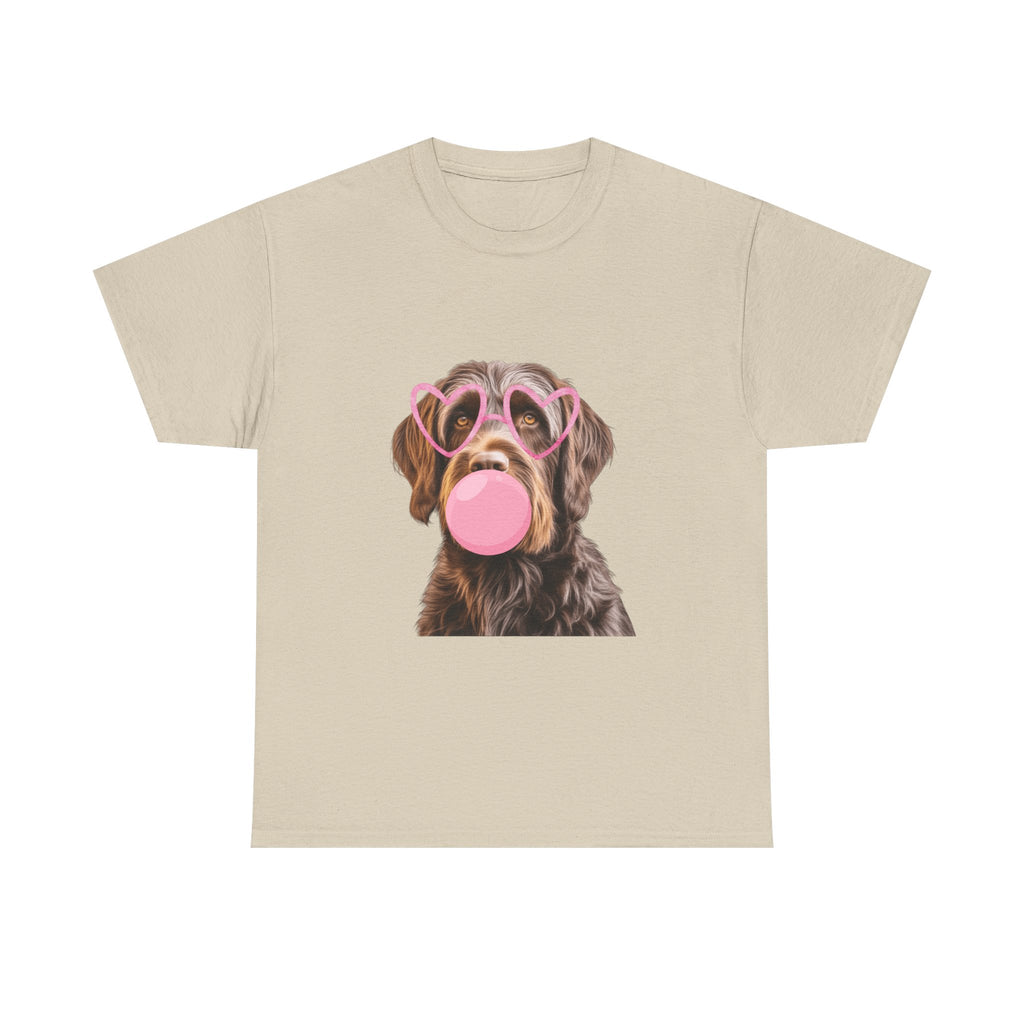 Dog Bubblegum Tee — Cute Puppy with Heart Sunglasses Graphic T-Shirt