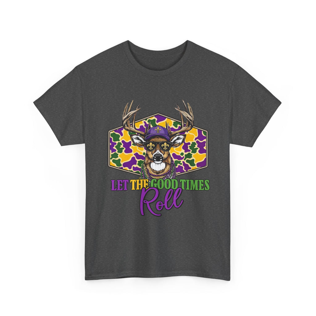 Mardi Gras Deer Tee — "Let the Good Times Roll" Cajun Party T-Shirt
