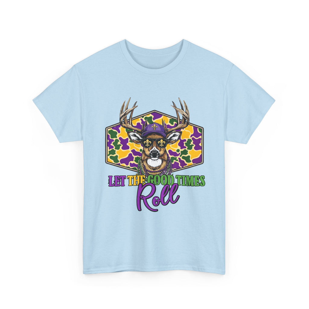 Mardi Gras Deer Tee — "Let the Good Times Roll" Cajun Party T-Shirt