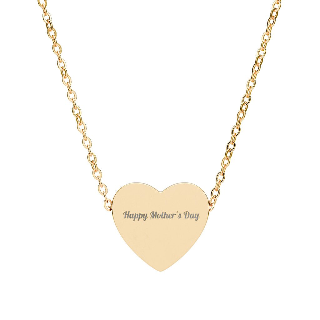 Engraved Heart Necklace — "Happy Mother’s Day" Personalized Pendant