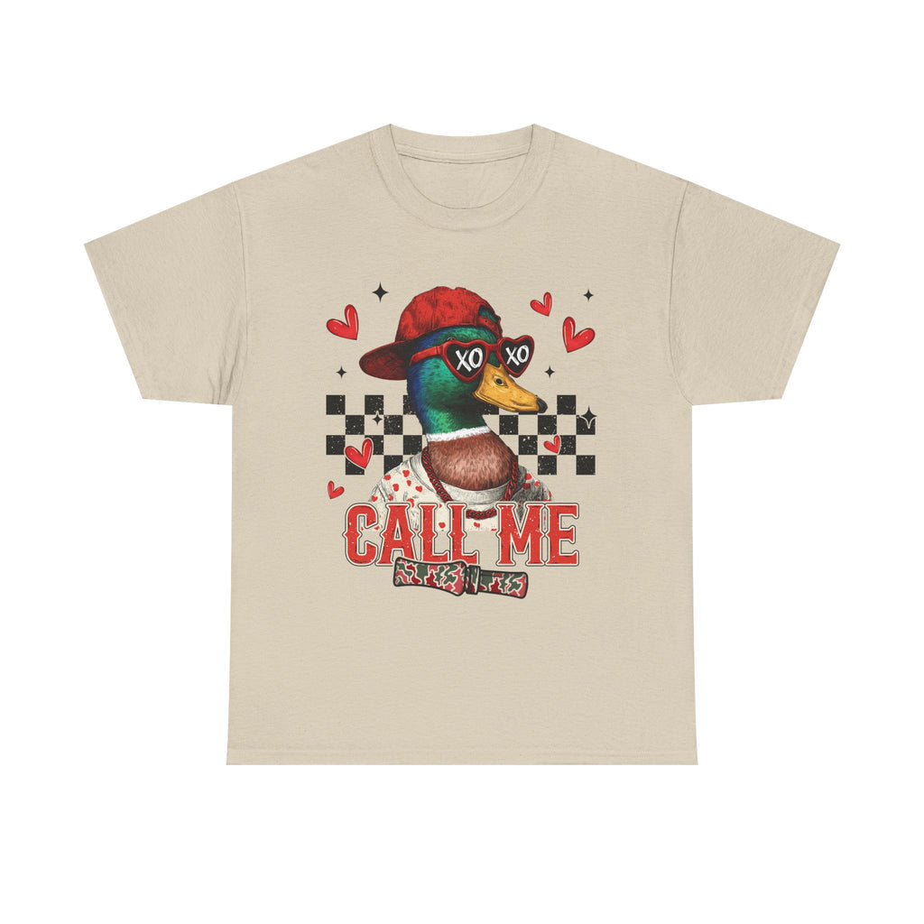 Duck Graphic Tee – "Call Me" Retro Skateboard Design