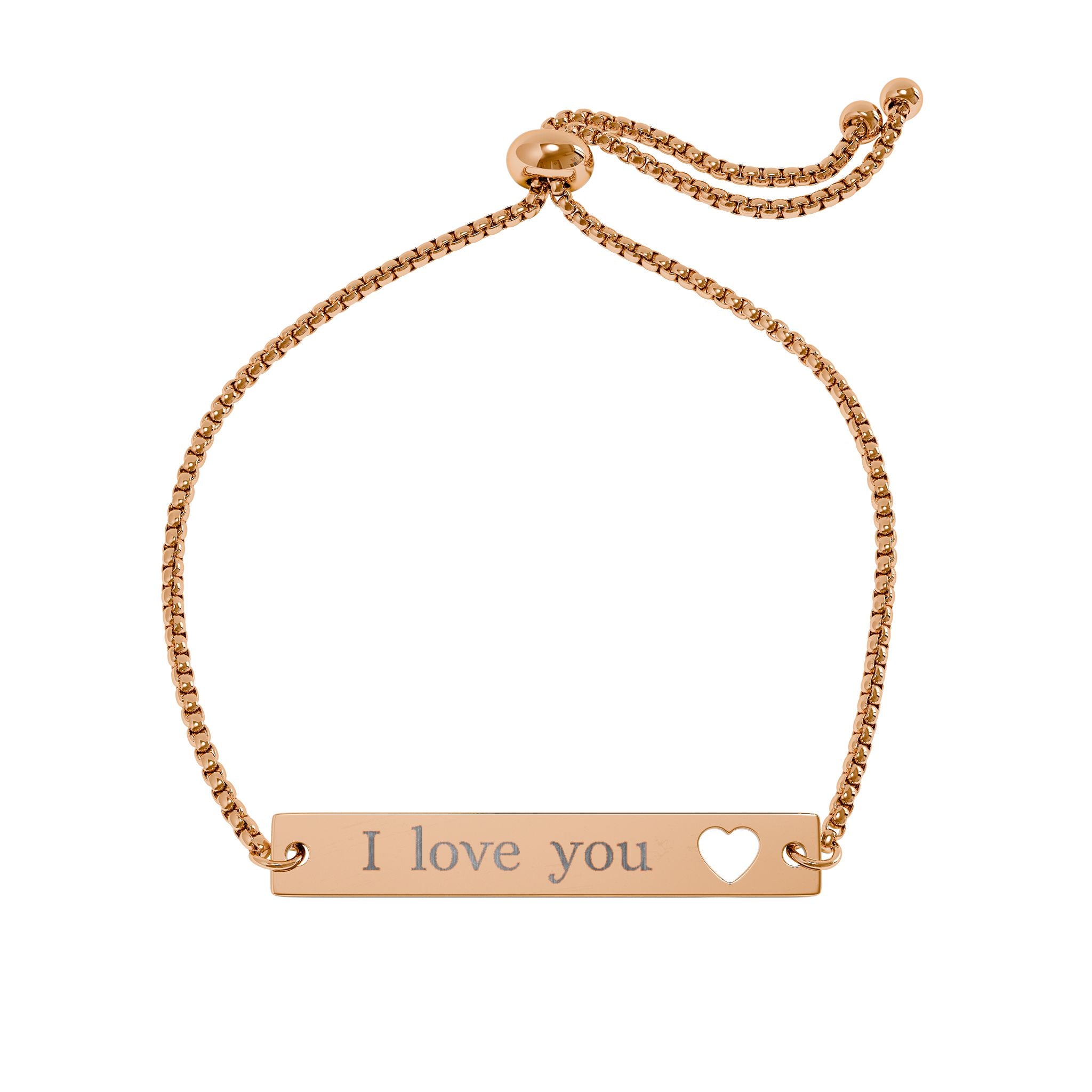 Engravable Heart Bar Bracelet – Adjustable "I love you" Personalized Jewelry