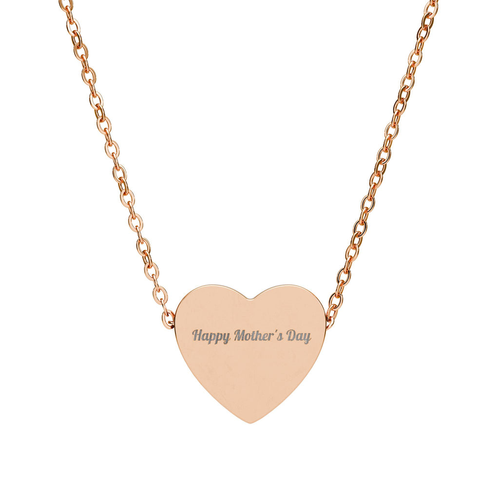 Engraved Heart Necklace — "Happy Mother’s Day" Personalized Pendant
