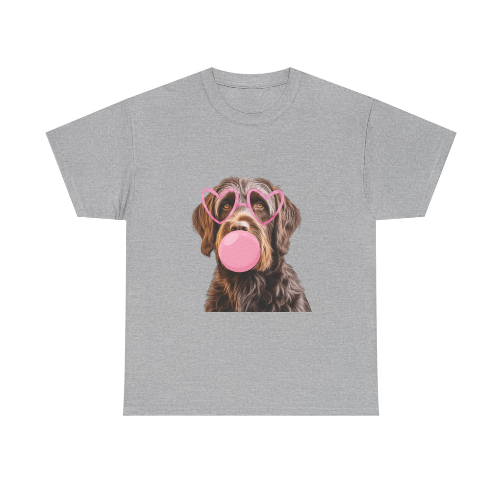 Dog Bubblegum Tee — Cute Puppy with Heart Sunglasses Graphic T-Shirt
