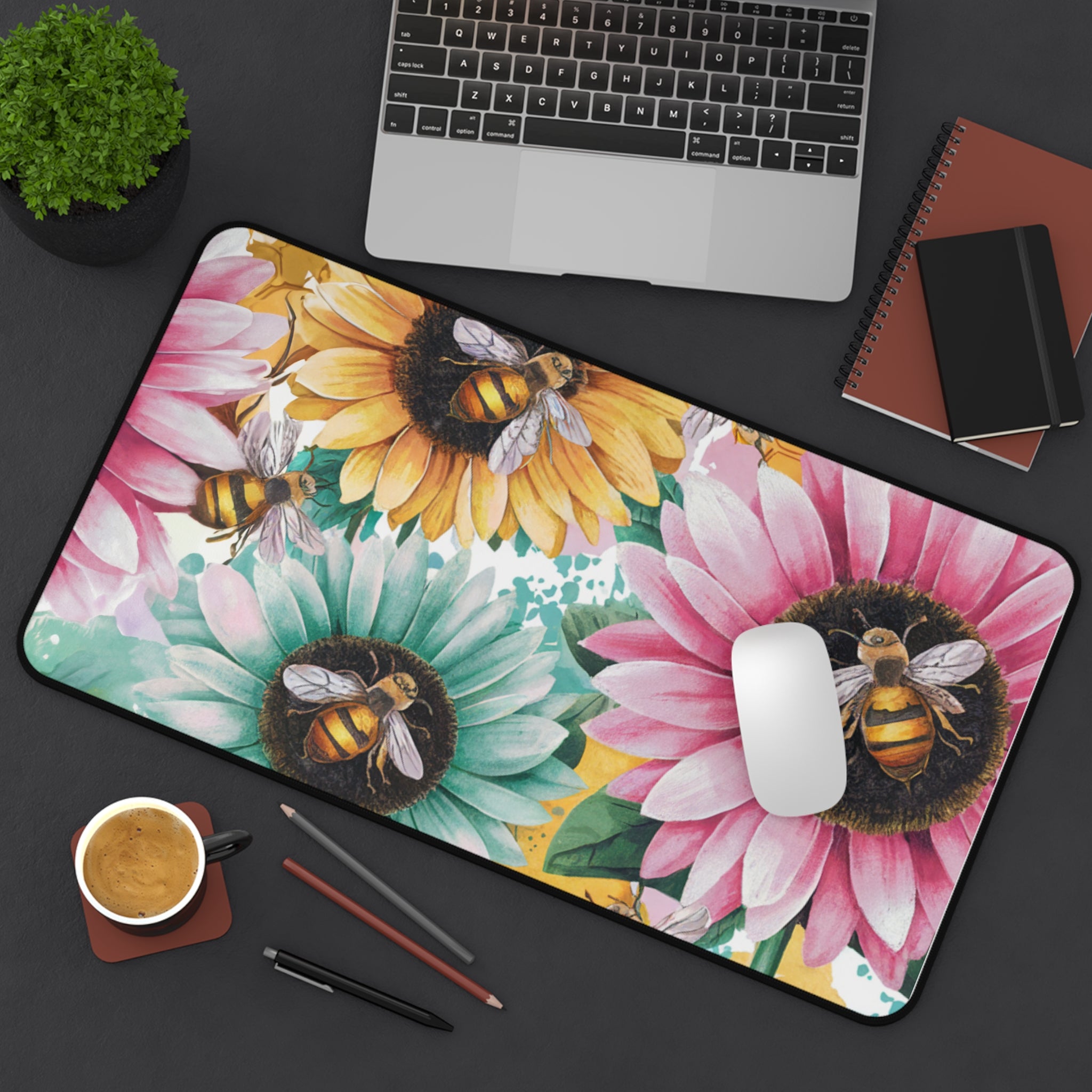 Floral Bees Desk Mat