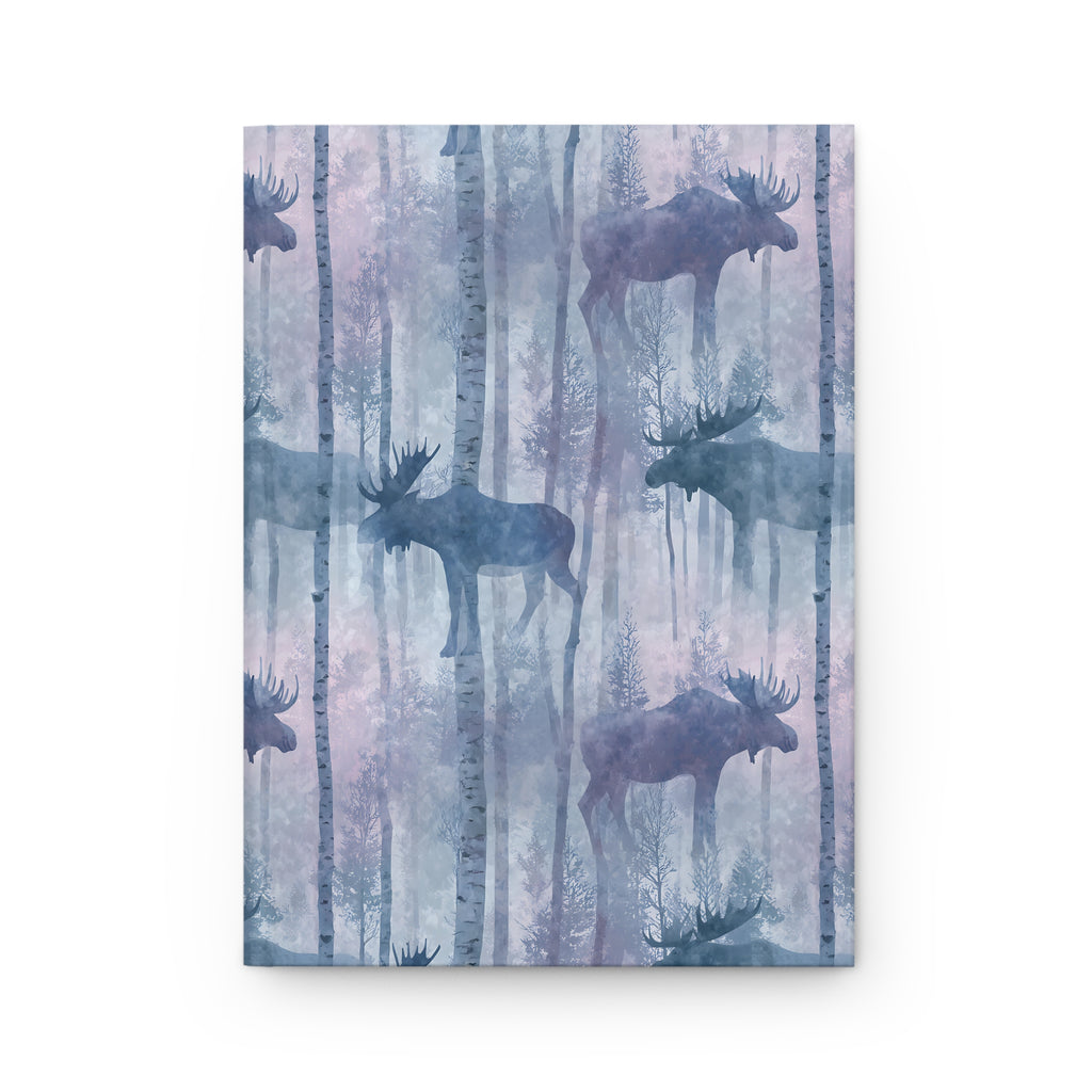 Moose Forest Hardcover Journal — Watercolor Woodland Notebook