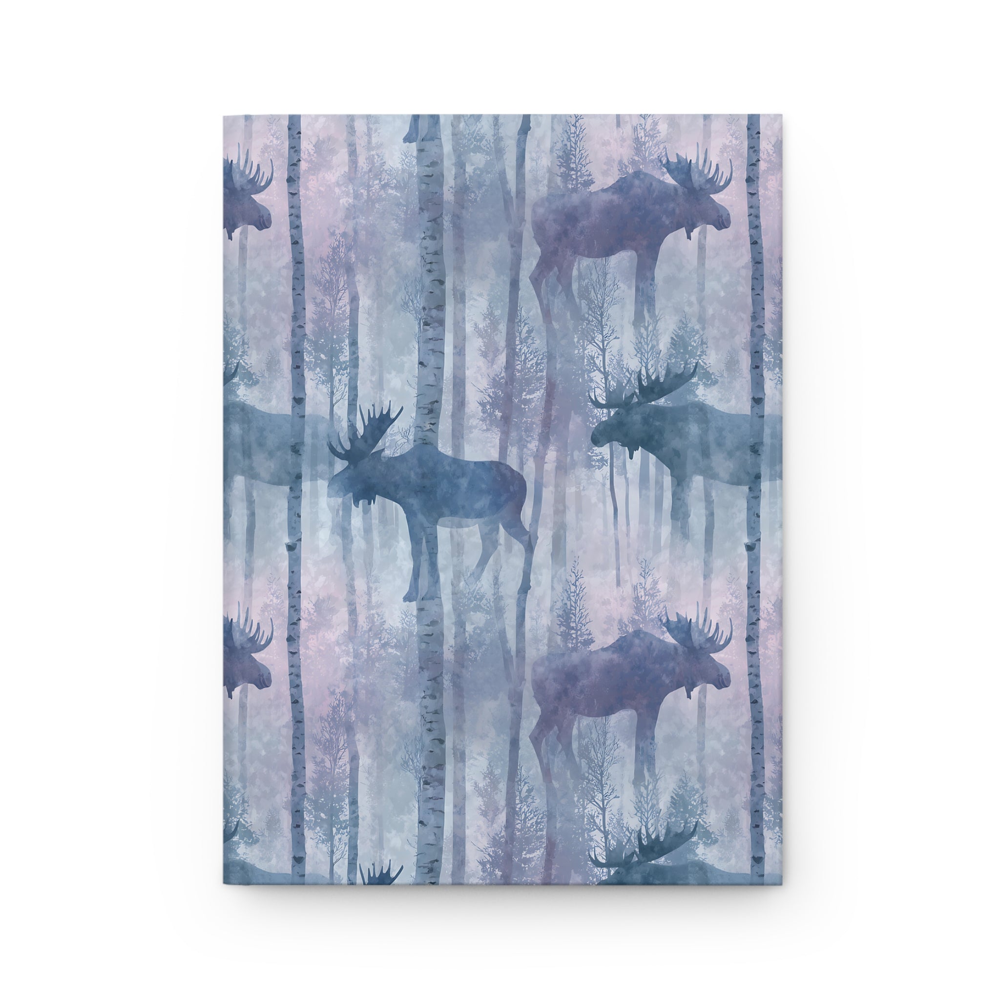 Moose Forest Hardcover Journal — Watercolor Woodland Notebook