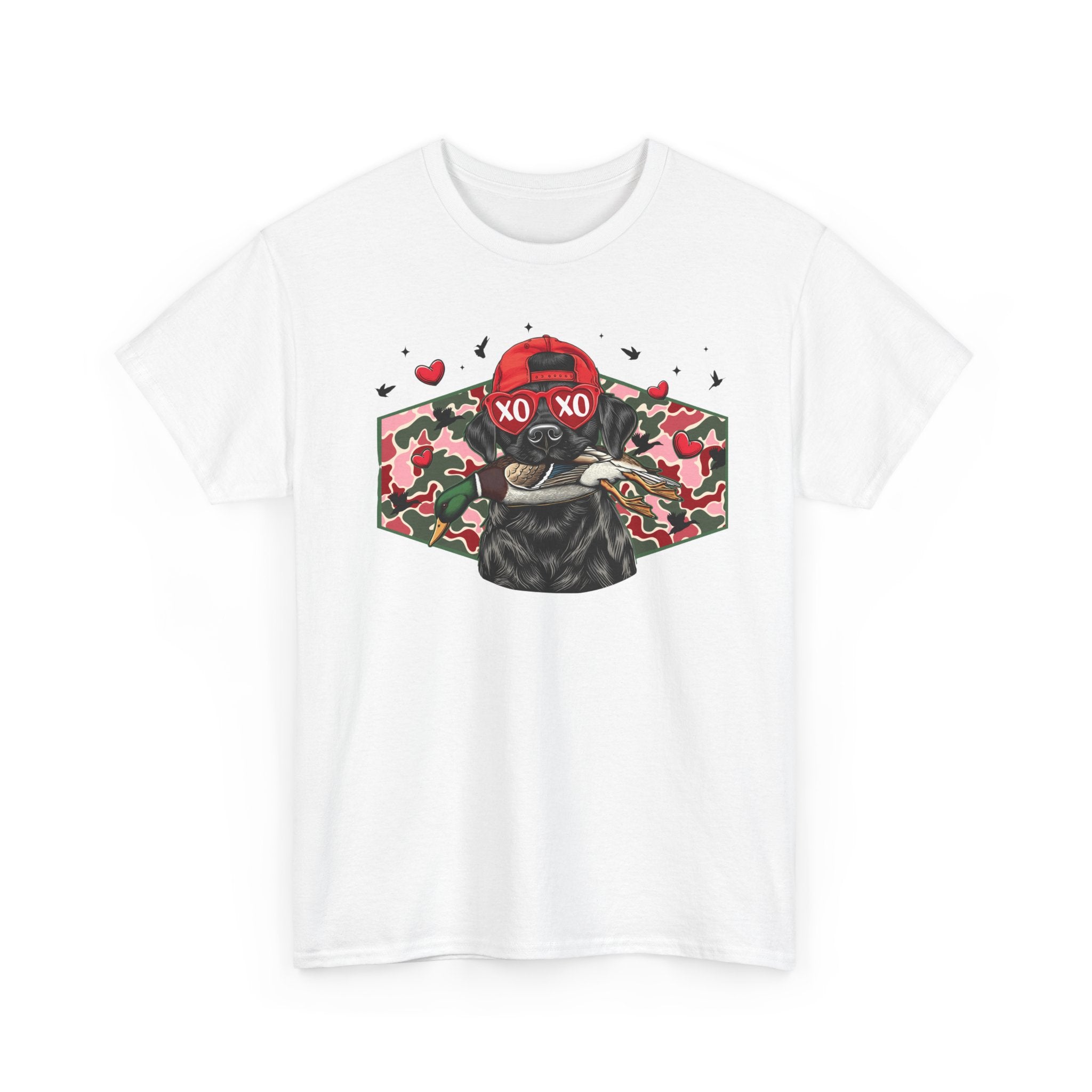 XOXO Dog Graphic Tee - Cute Camouflage Love T-Shirt