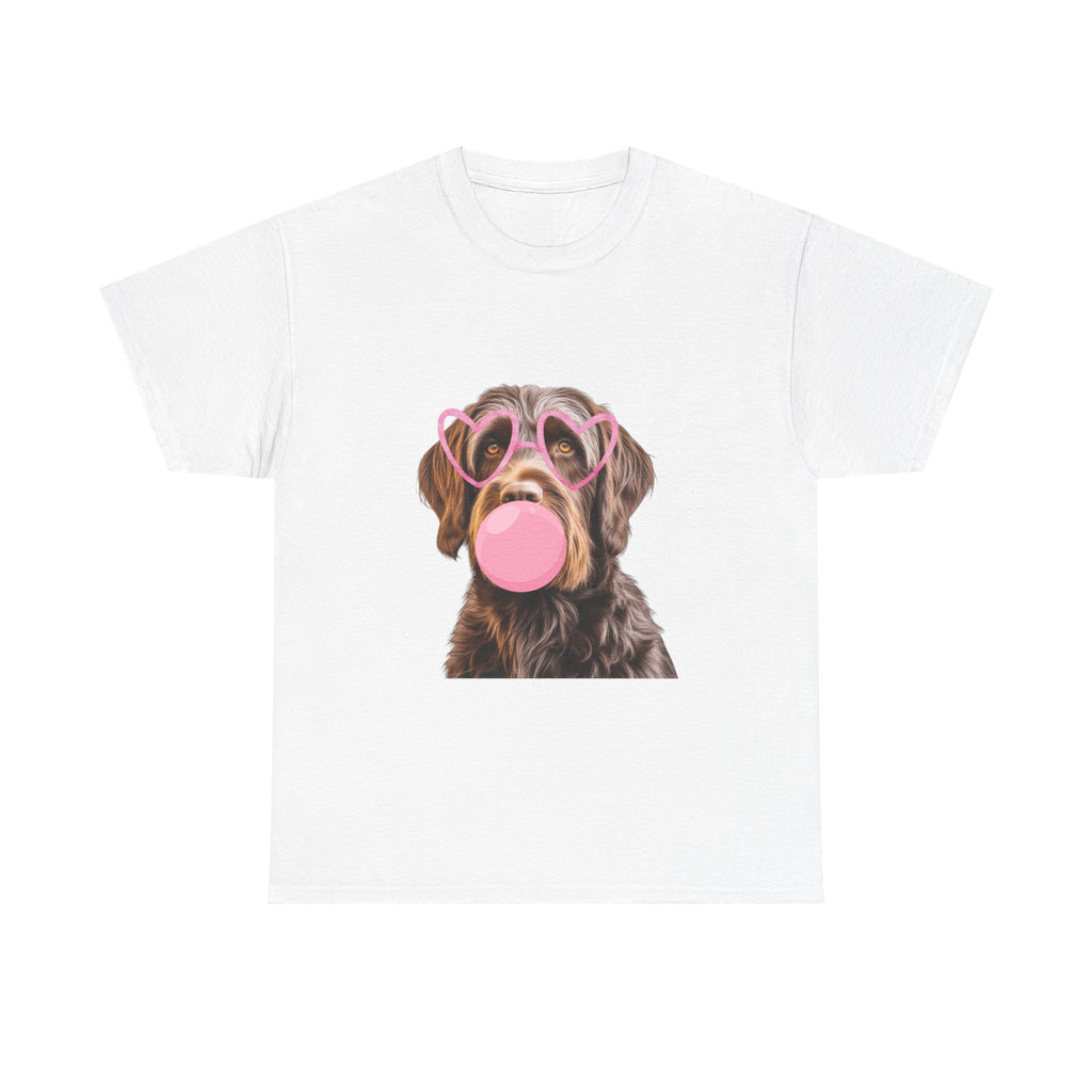 Dog Bubblegum Tee — Cute Puppy with Heart Sunglasses Graphic T-Shirt
