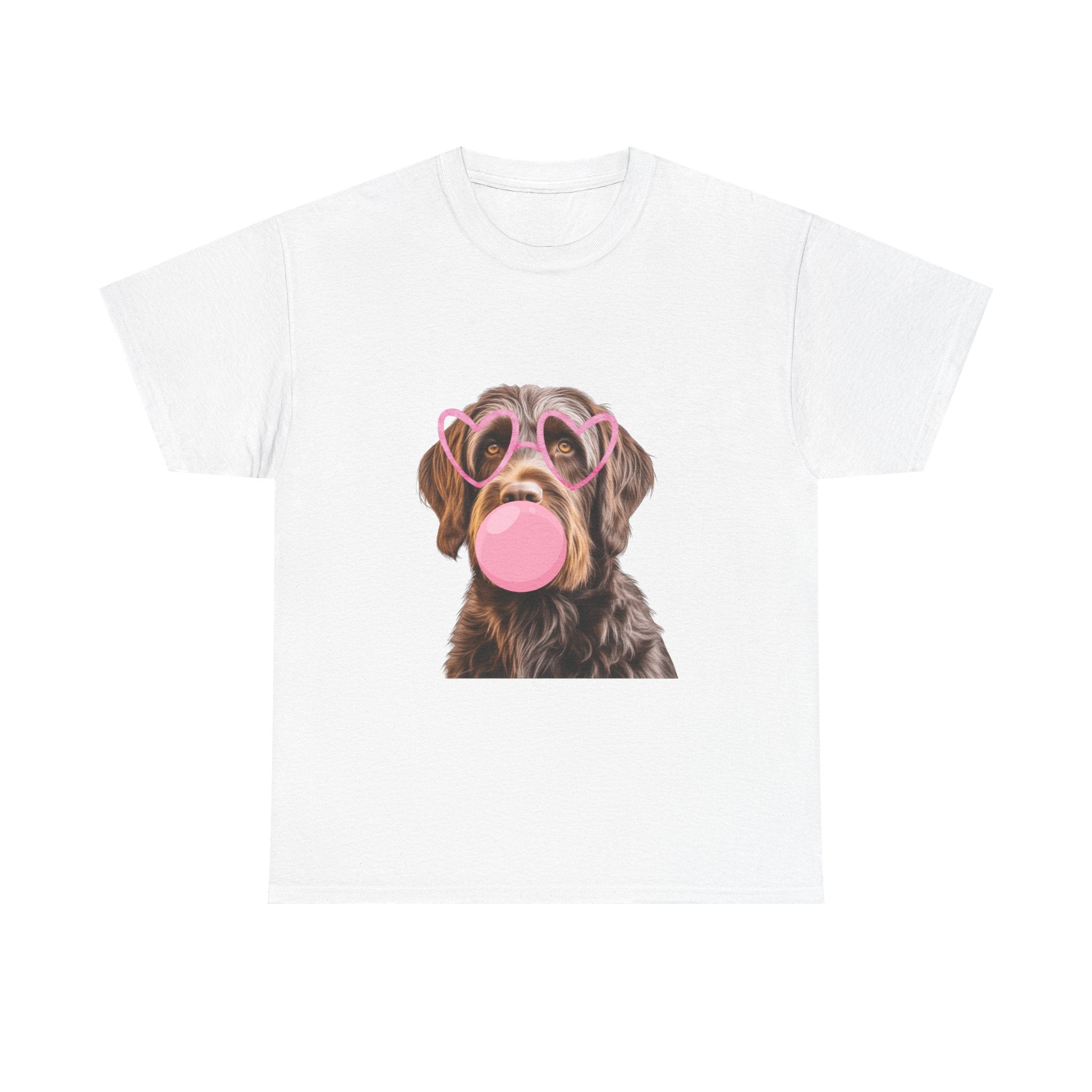 Dog Bubblegum Tee — Cute Puppy with Heart Sunglasses Graphic T-Shirt