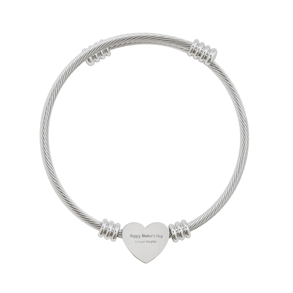 Engravable Heart Cuff Bracelet (Gold or Silver) - Customizable