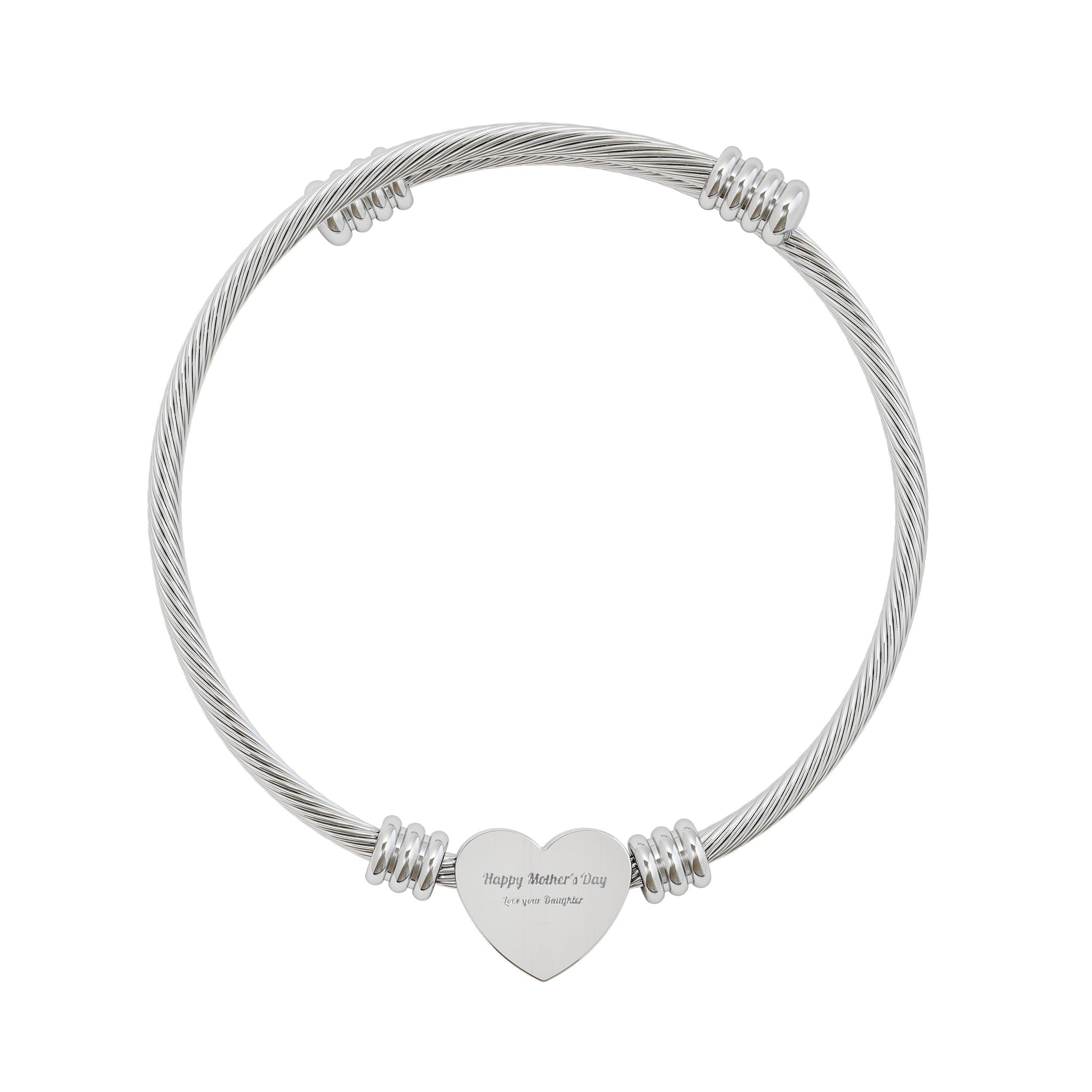 Engravable Heart Cuff Bracelet (Gold or Silver) - Customizable
