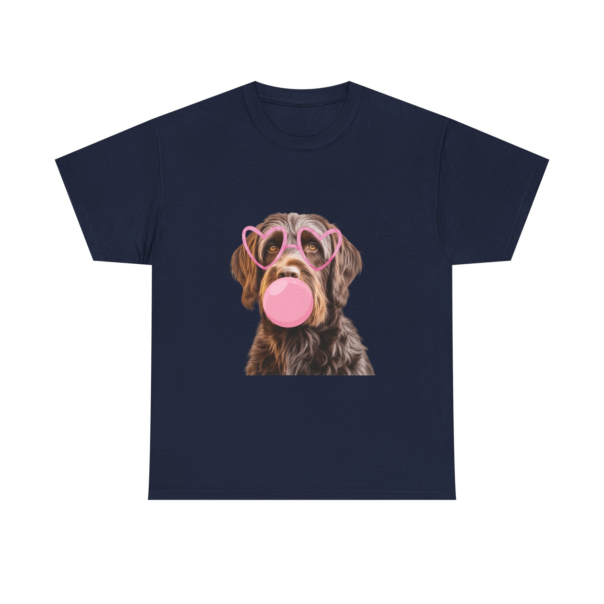 Dog Bubblegum Tee — Cute Puppy with Heart Sunglasses Graphic T-Shirt