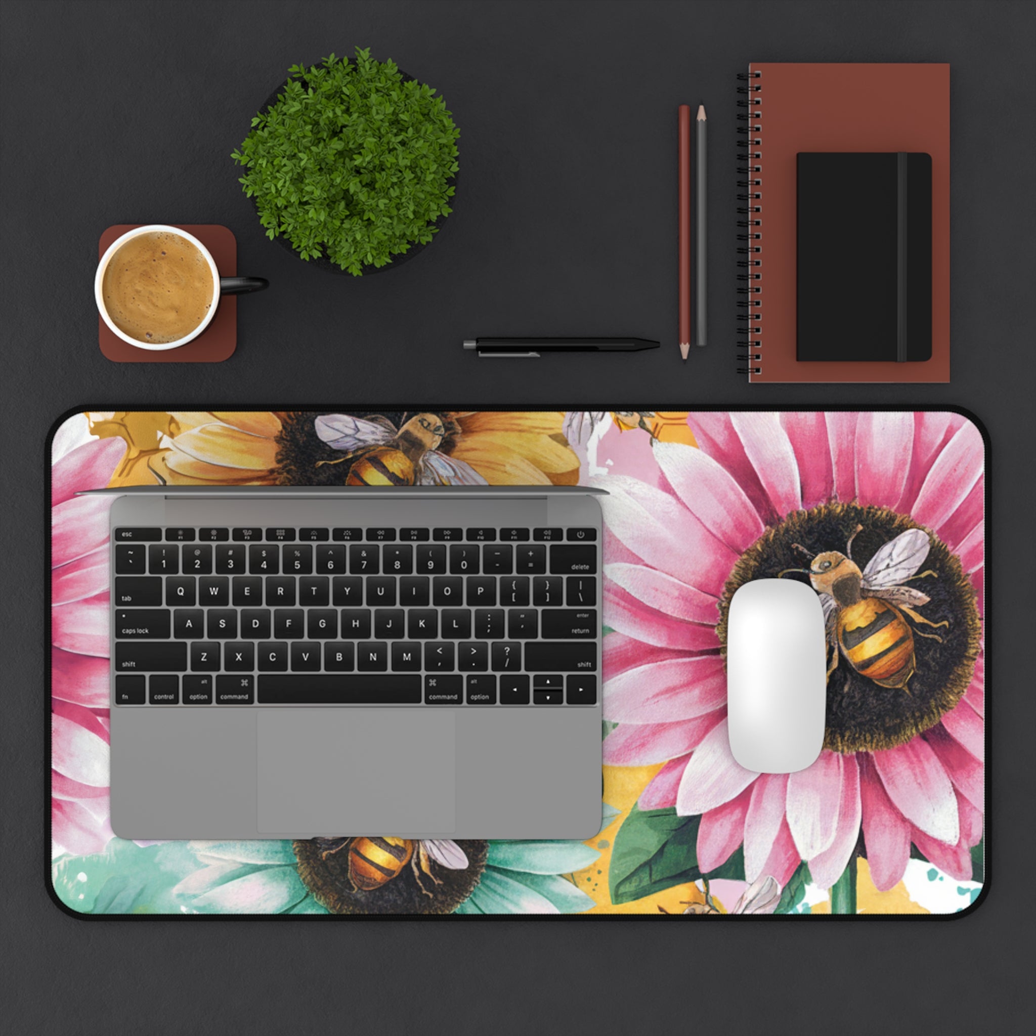 Floral Bees Desk Mat
