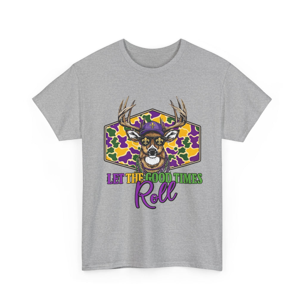 Mardi Gras Deer Tee — "Let the Good Times Roll" Cajun Party T-Shirt