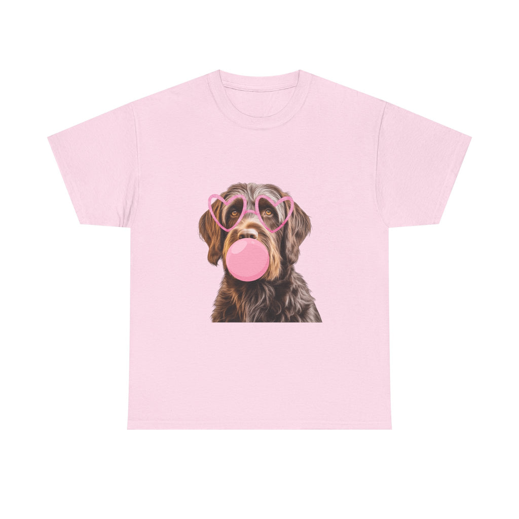 Dog Bubblegum Tee — Cute Puppy with Heart Sunglasses Graphic T-Shirt