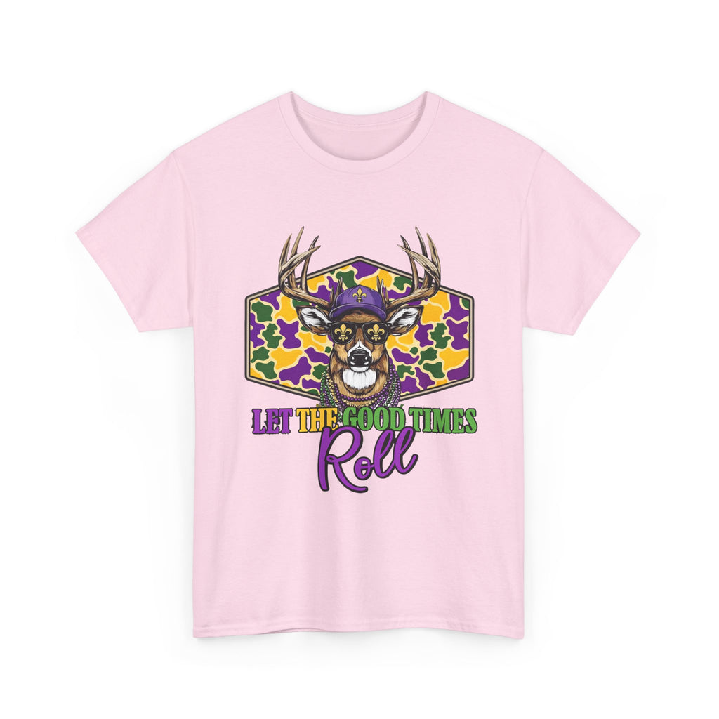 Mardi Gras Deer Tee — "Let the Good Times Roll" Cajun Party T-Shirt