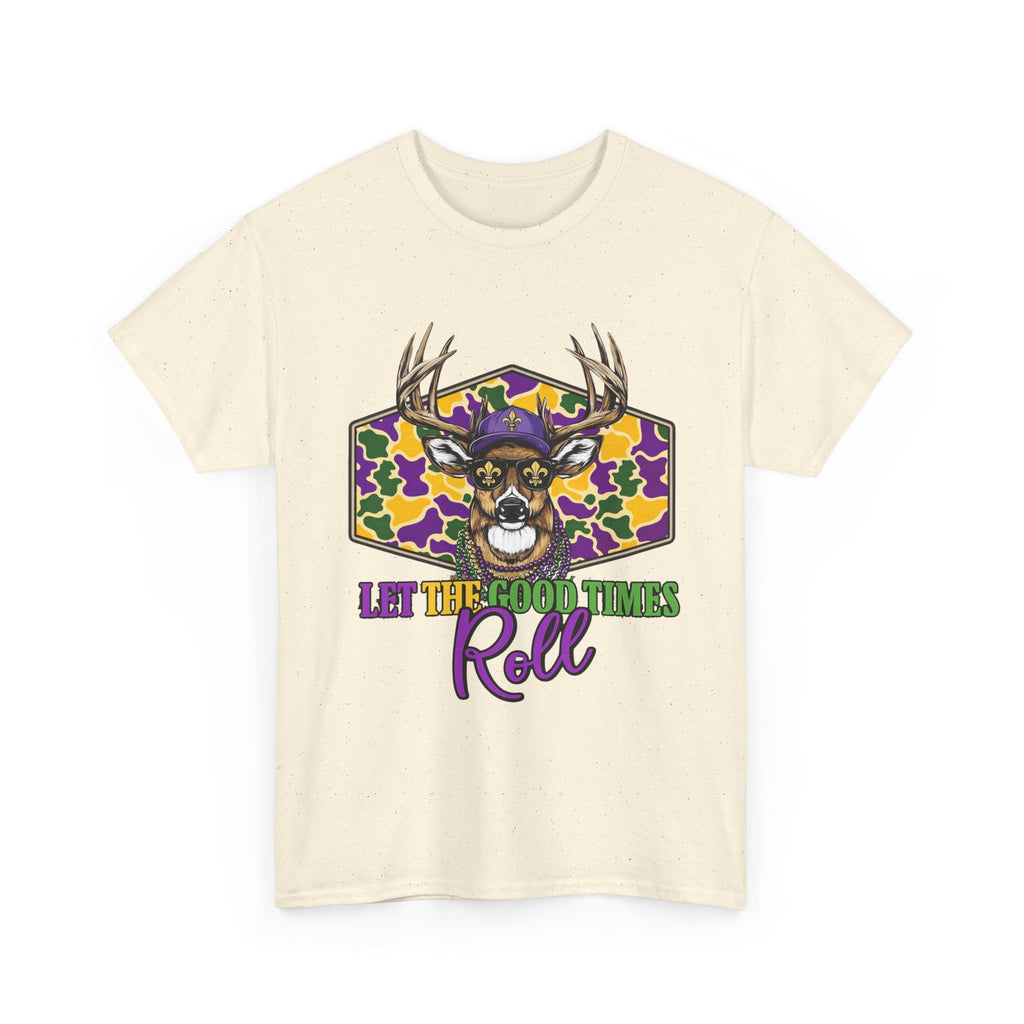 Mardi Gras Deer Tee — "Let the Good Times Roll" Cajun Party T-Shirt