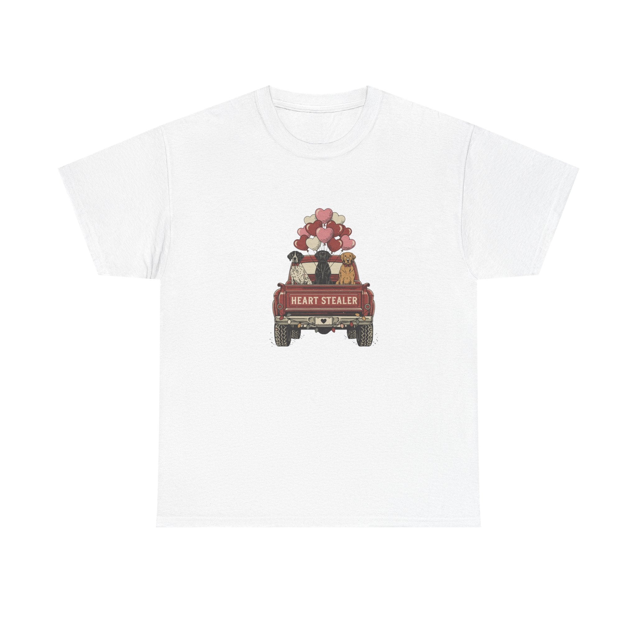Heart Stealer Truck T-Shirt — Cute Valentine Puppy & Kitten Graphic Tee