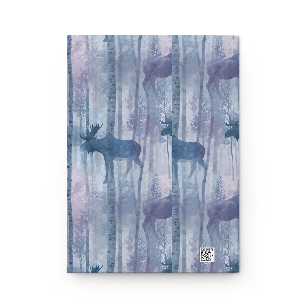 Moose Forest Hardcover Journal — Watercolor Woodland Notebook