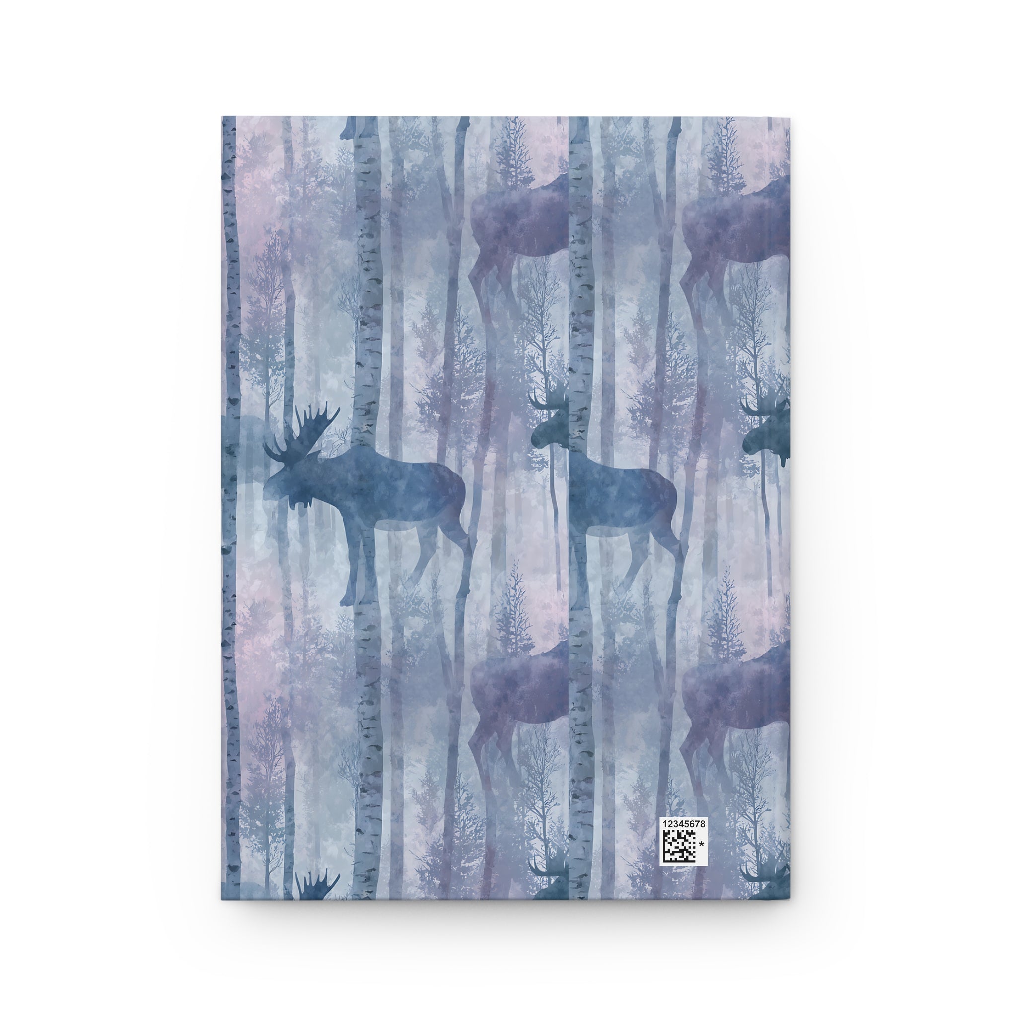 Moose Forest Hardcover Journal — Watercolor Woodland Notebook