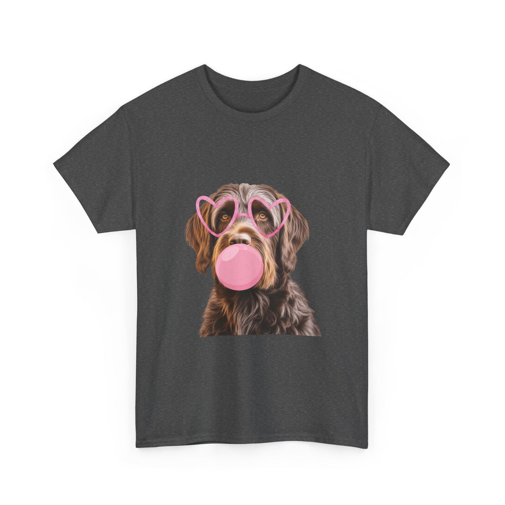 Dog Bubblegum Tee — Cute Puppy with Heart Sunglasses Graphic T-Shirt