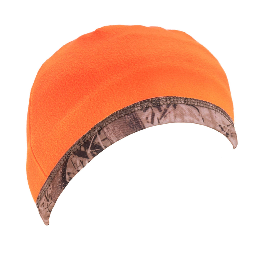 QuietWear Reversible Fleece Beanie - Camo and Blaze Orange