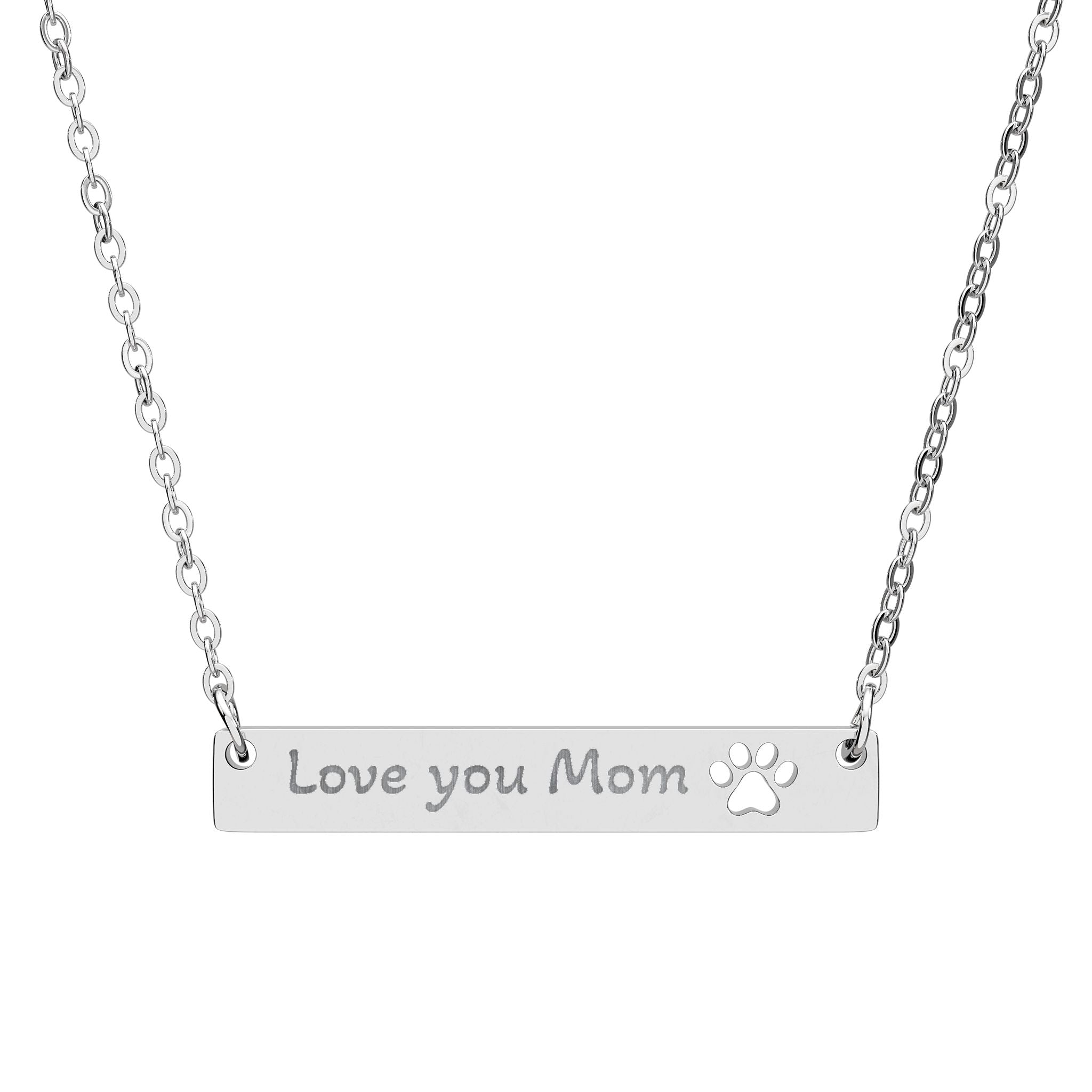 Engraved Paw Bar Necklace - Customized