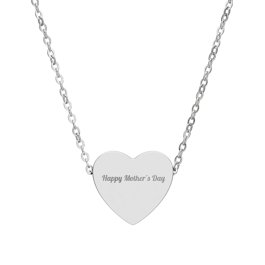 Engraved Heart Necklace — "Happy Mother’s Day" Personalized Pendant