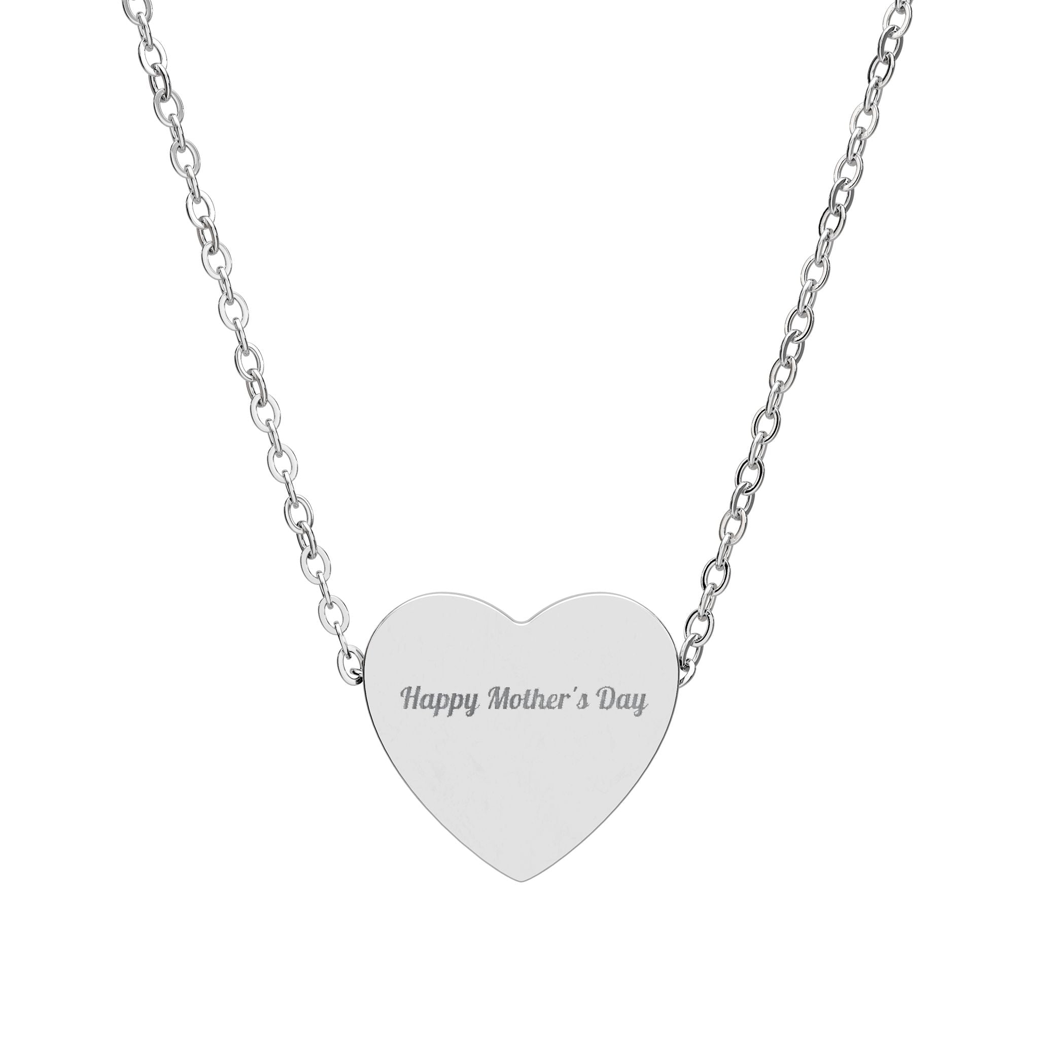 Engraved Heart Necklace — "Happy Mother’s Day" Personalized Pendant