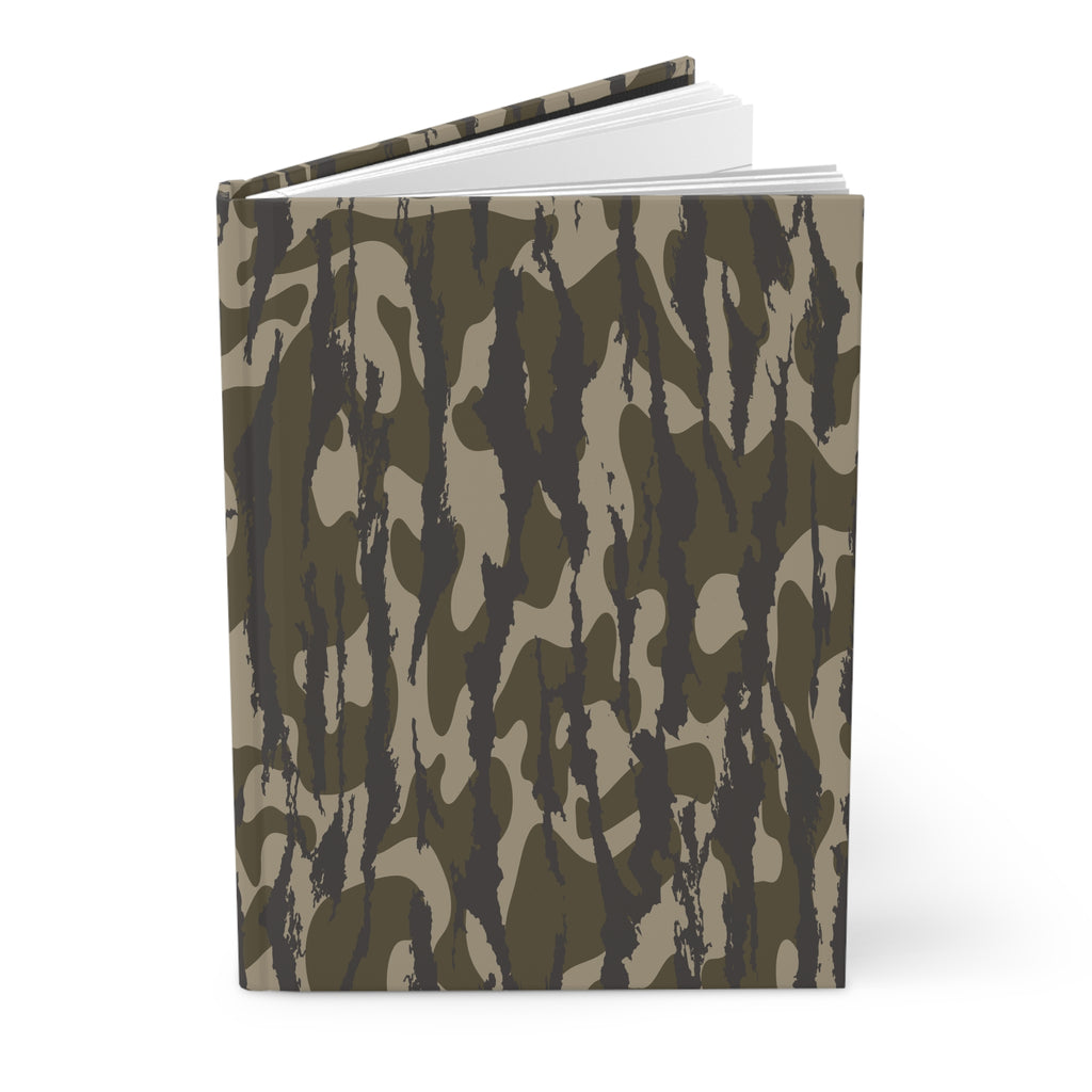 Camo Pattern Hardcover Journal — Olive Green Military-Style Notebook