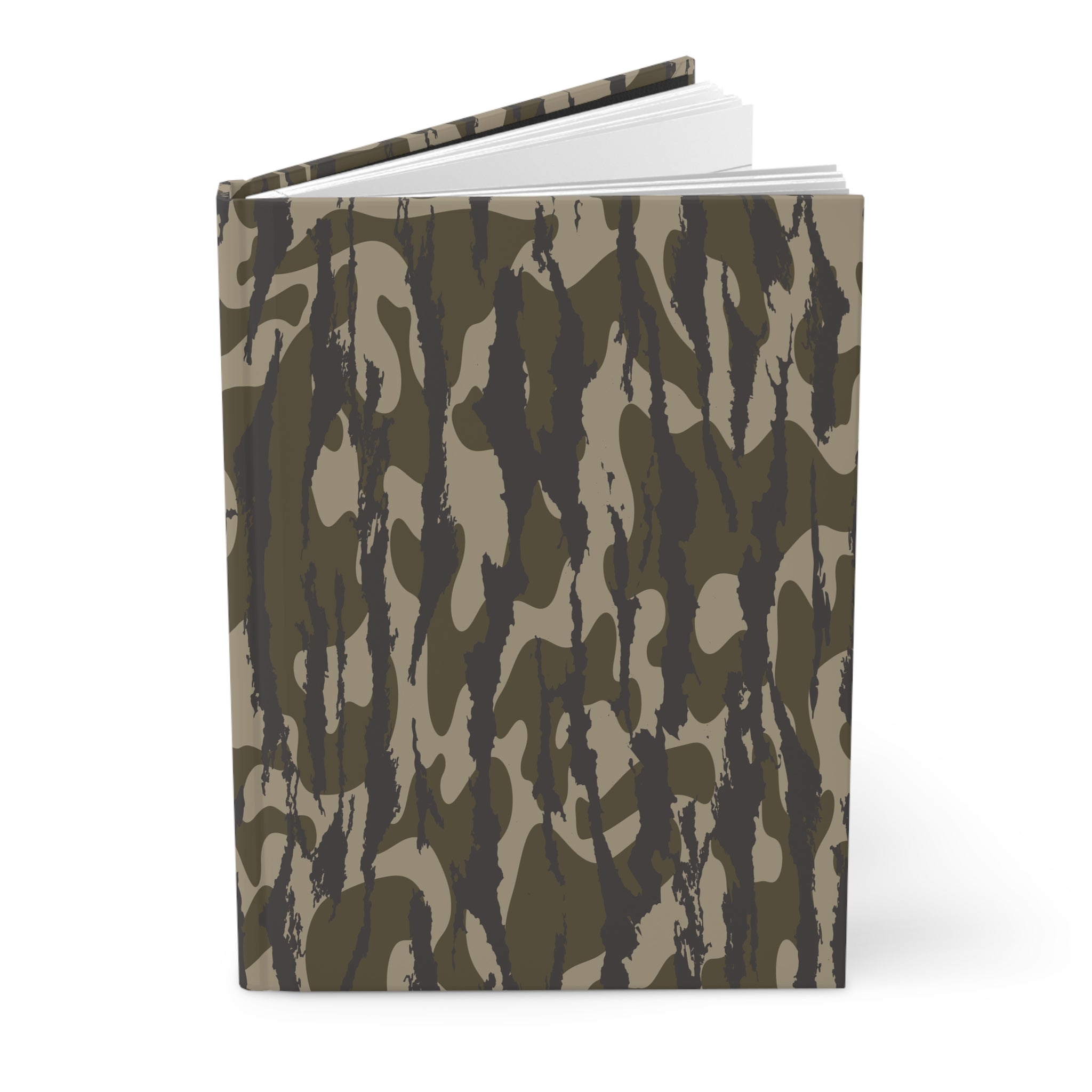 Camo Pattern Hardcover Journal — Olive Green Military-Style Notebook