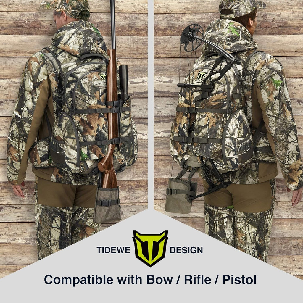 TIDEWE Hunting Backpack, Waterproof Camo Hunting Pack with Rain Cover, Long-Lasting Large Capacity Hunting Day Pack for Rifle Bow Gun (Next Camo G2)