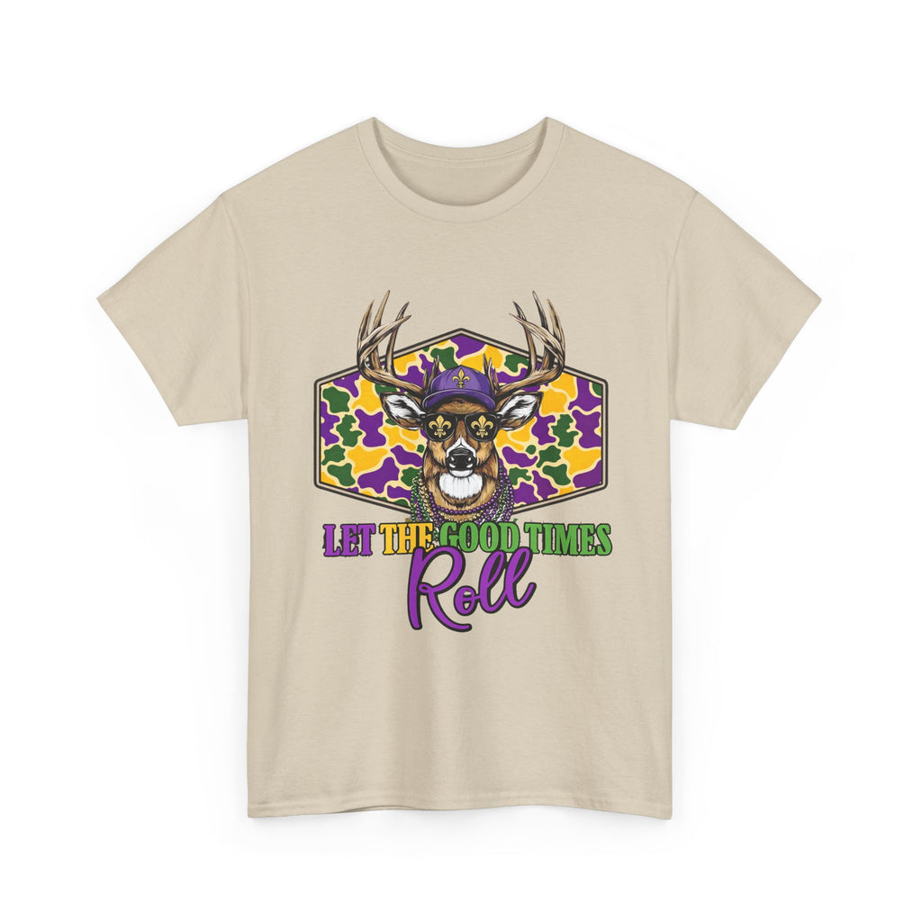 Mardi Gras Deer Tee — "Let the Good Times Roll" Cajun Party T-Shirt