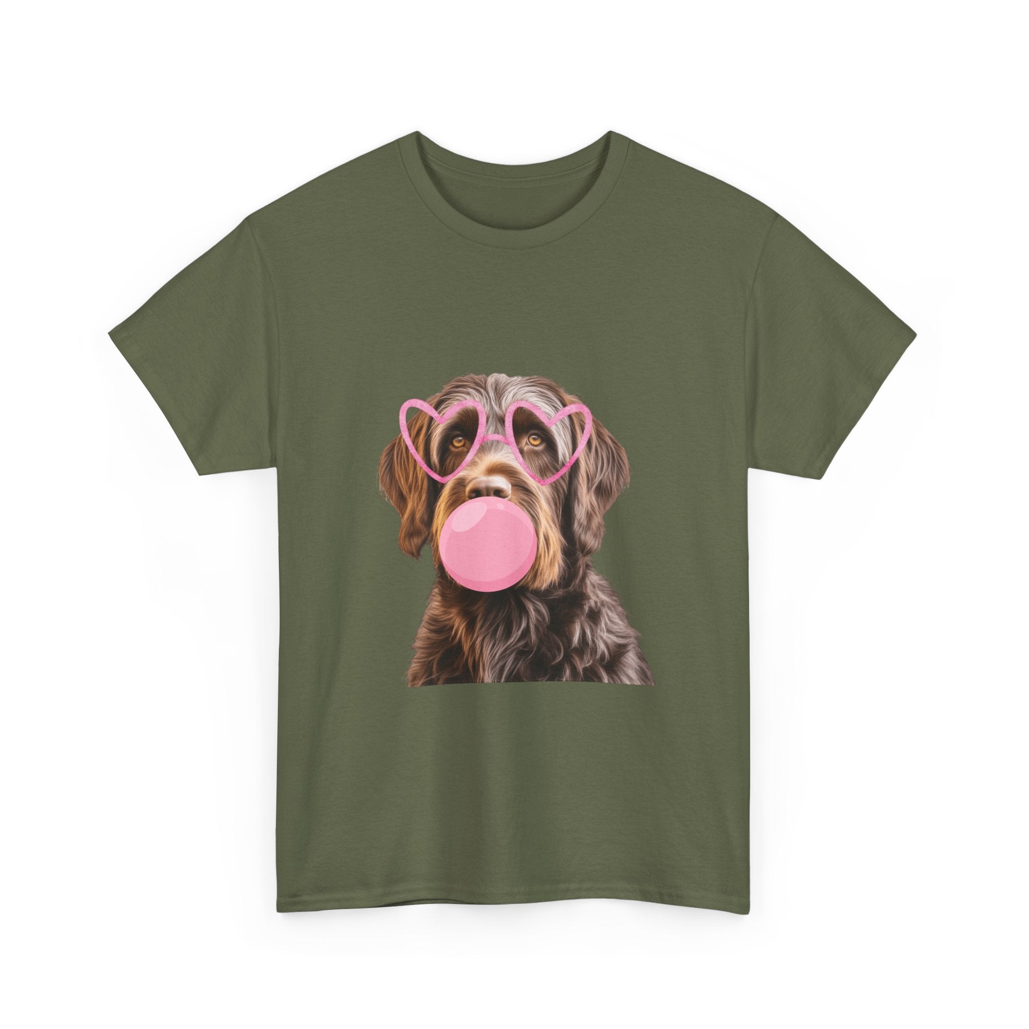 Dog Bubblegum Tee — Cute Puppy with Heart Sunglasses Graphic T-Shirt