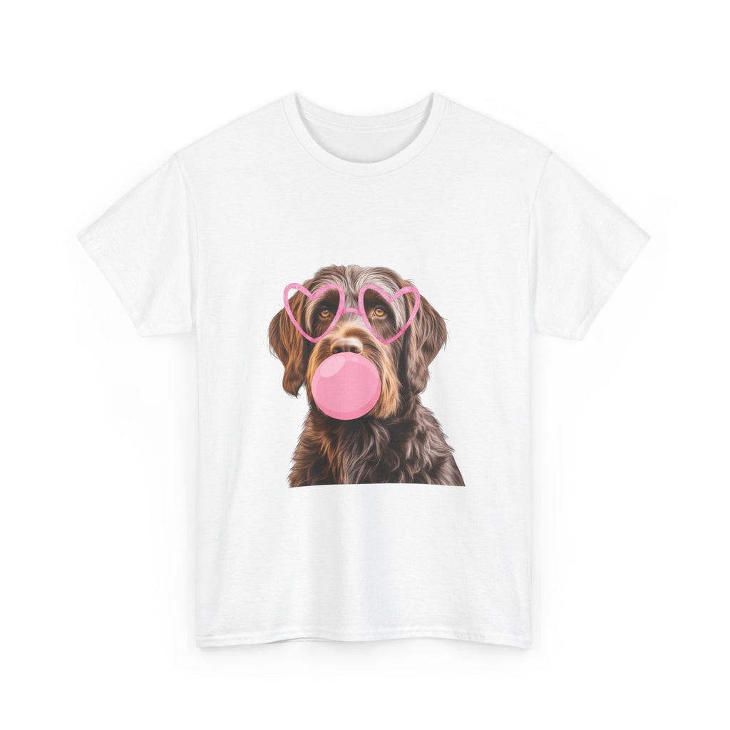 Dog Bubblegum Tee — Cute Puppy with Heart Sunglasses Graphic T-Shirt