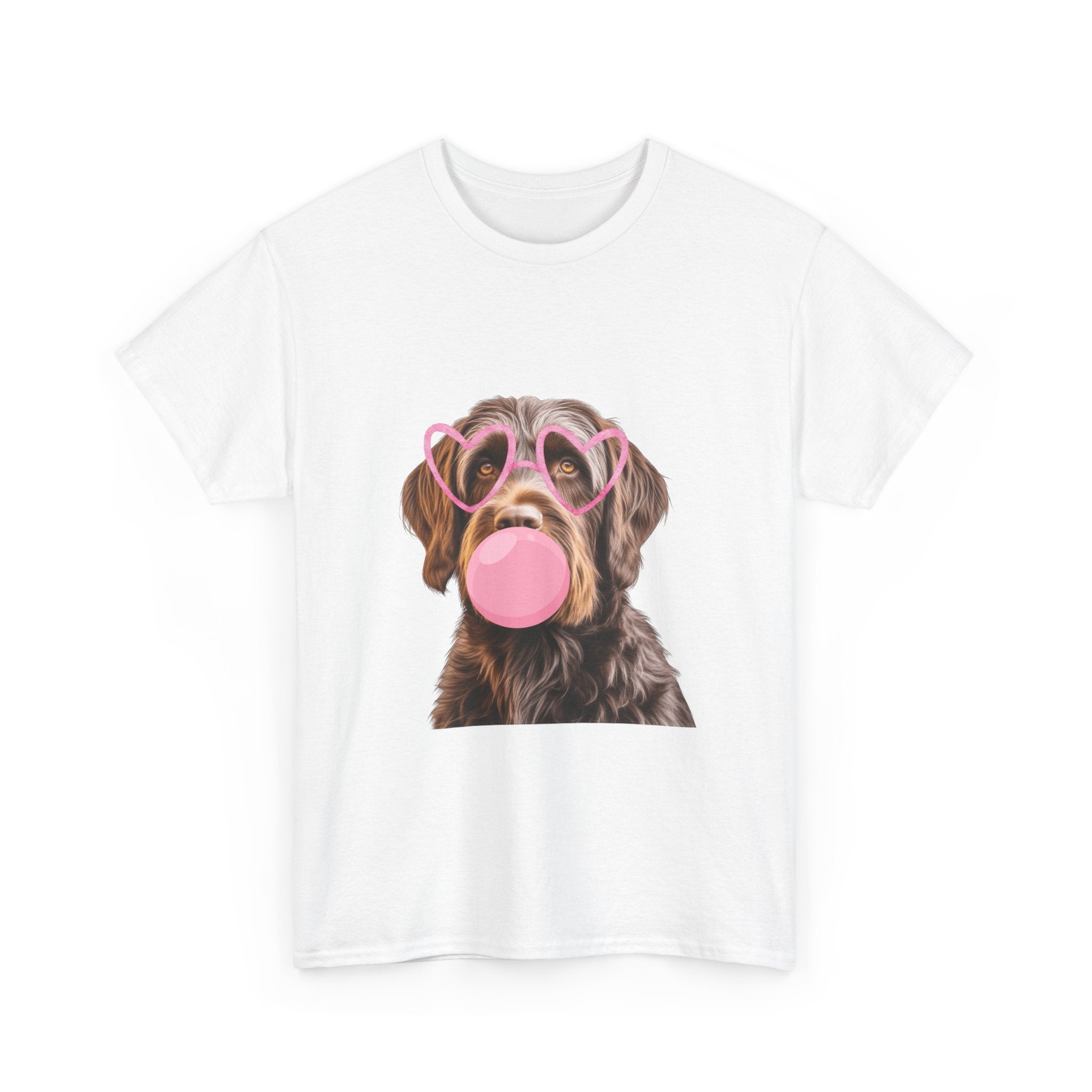 Dog Bubblegum Tee — Cute Puppy with Heart Sunglasses Graphic T-Shirt