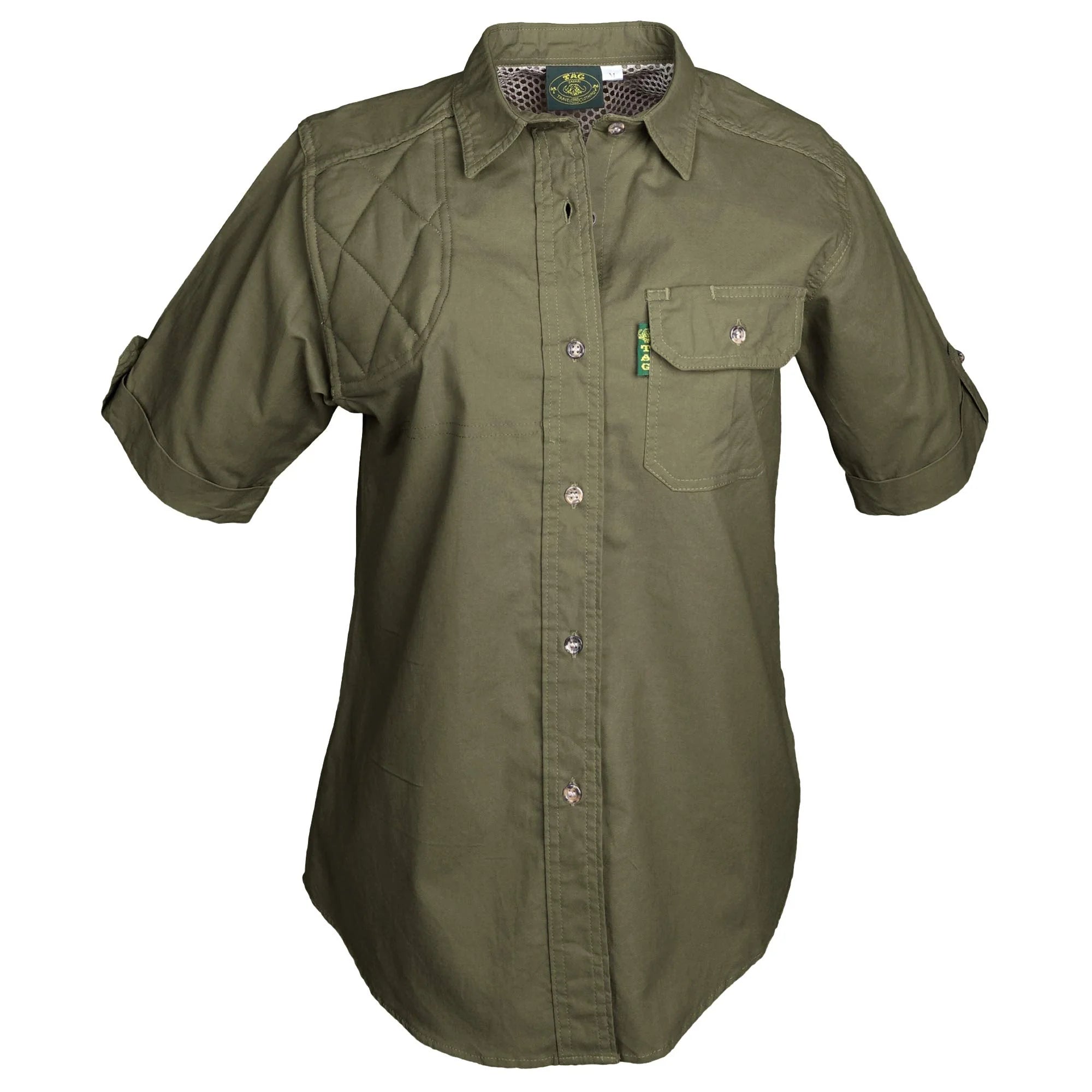 Short sleeve shirt with quilted shooting patch