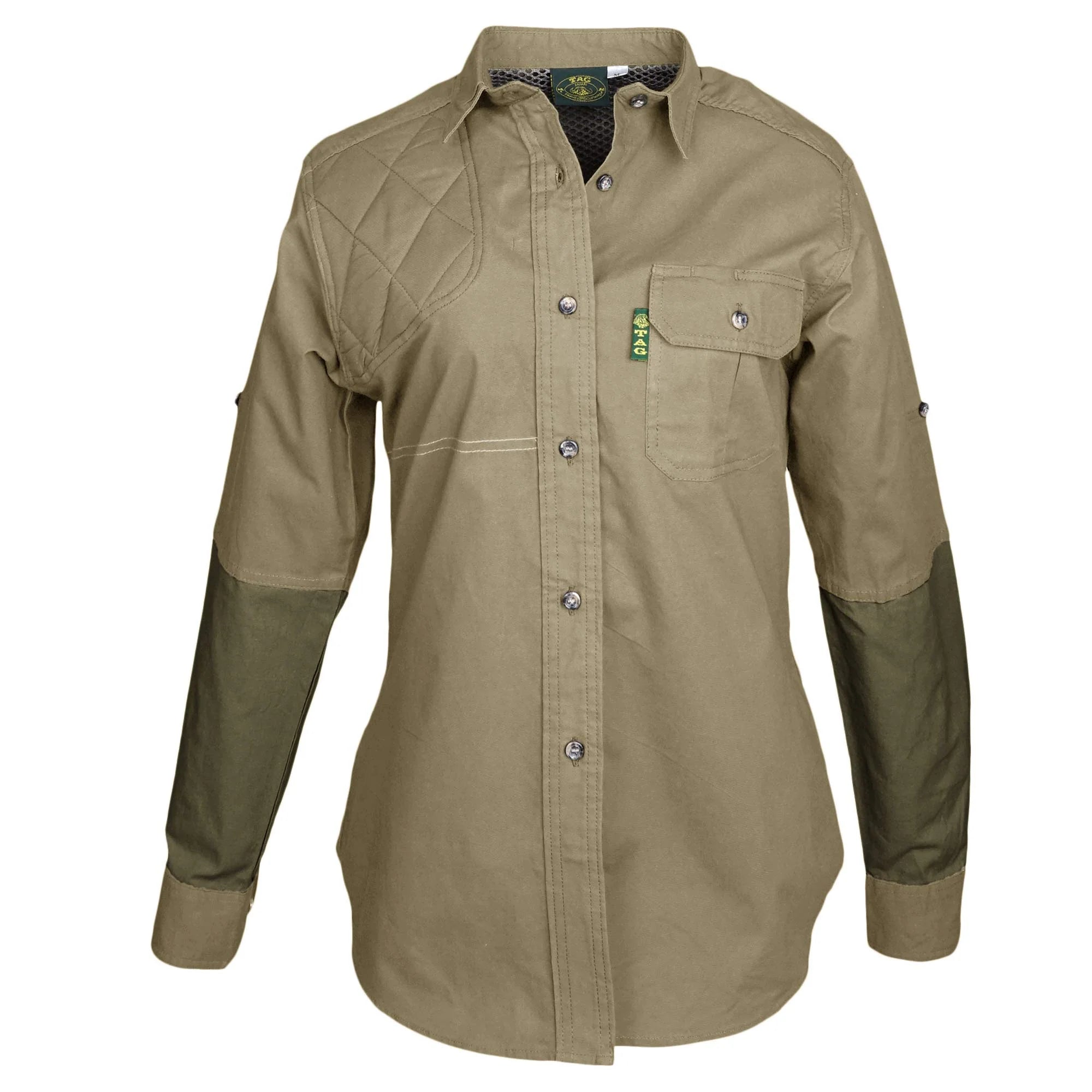 Long sleeve shirt with quilted shooters pad