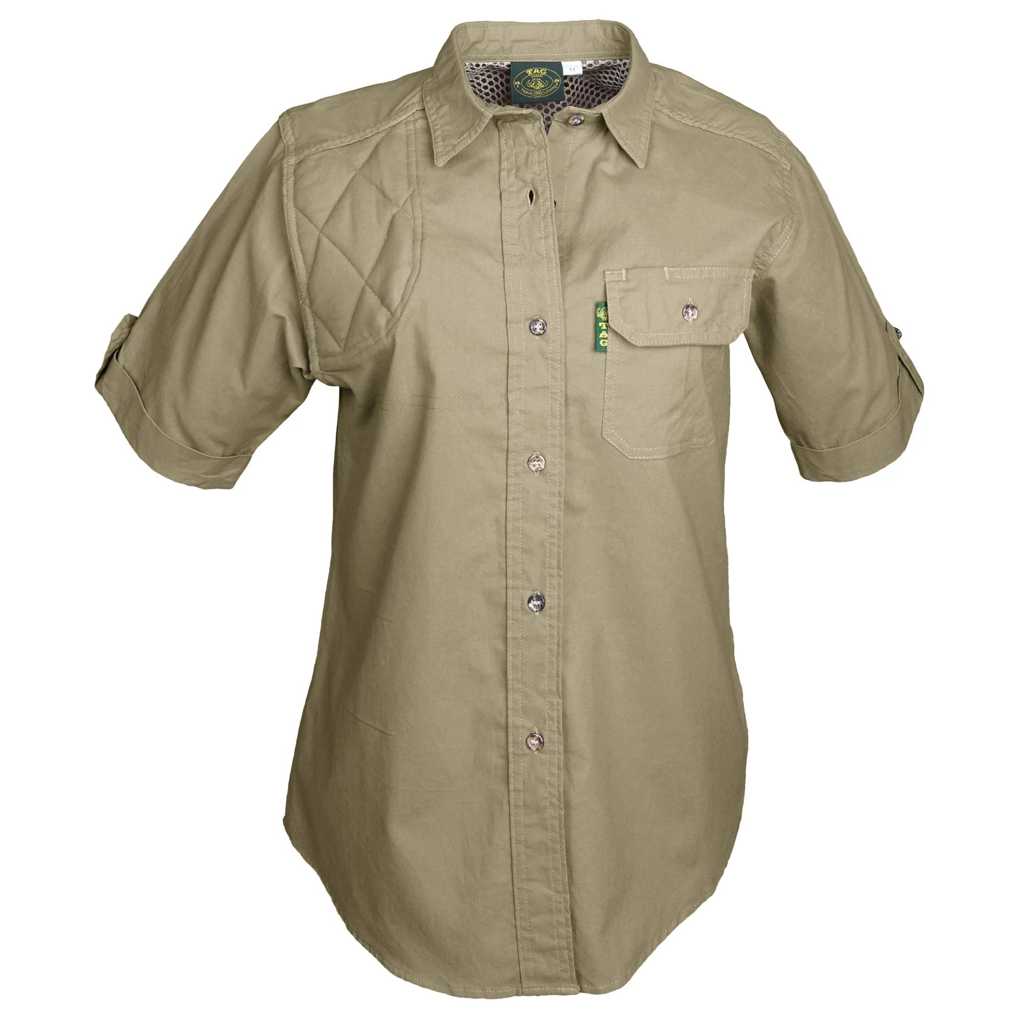 Short sleeve shirt with quilted shooting patch