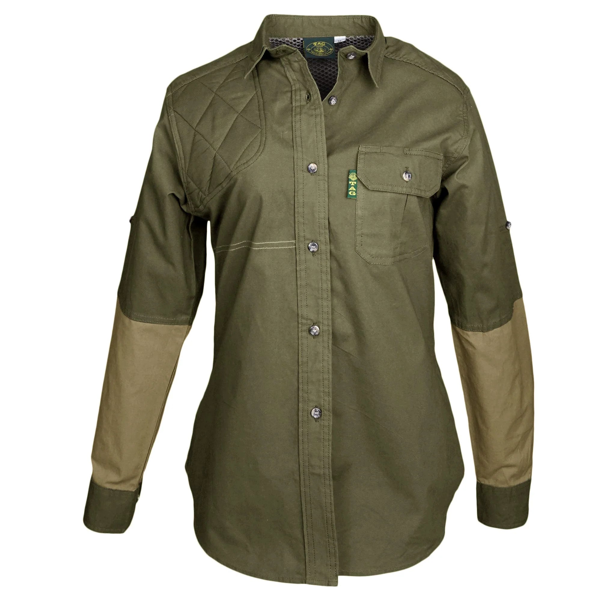 Long sleeve shirt with quilted shooters pad