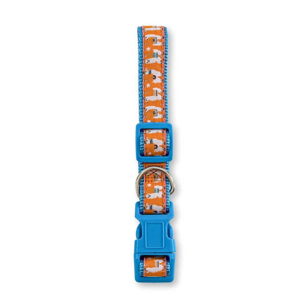 Nylon Dog Collar with Embroidered Llama Design, Adjustable,  Comfortable & Secure Fit